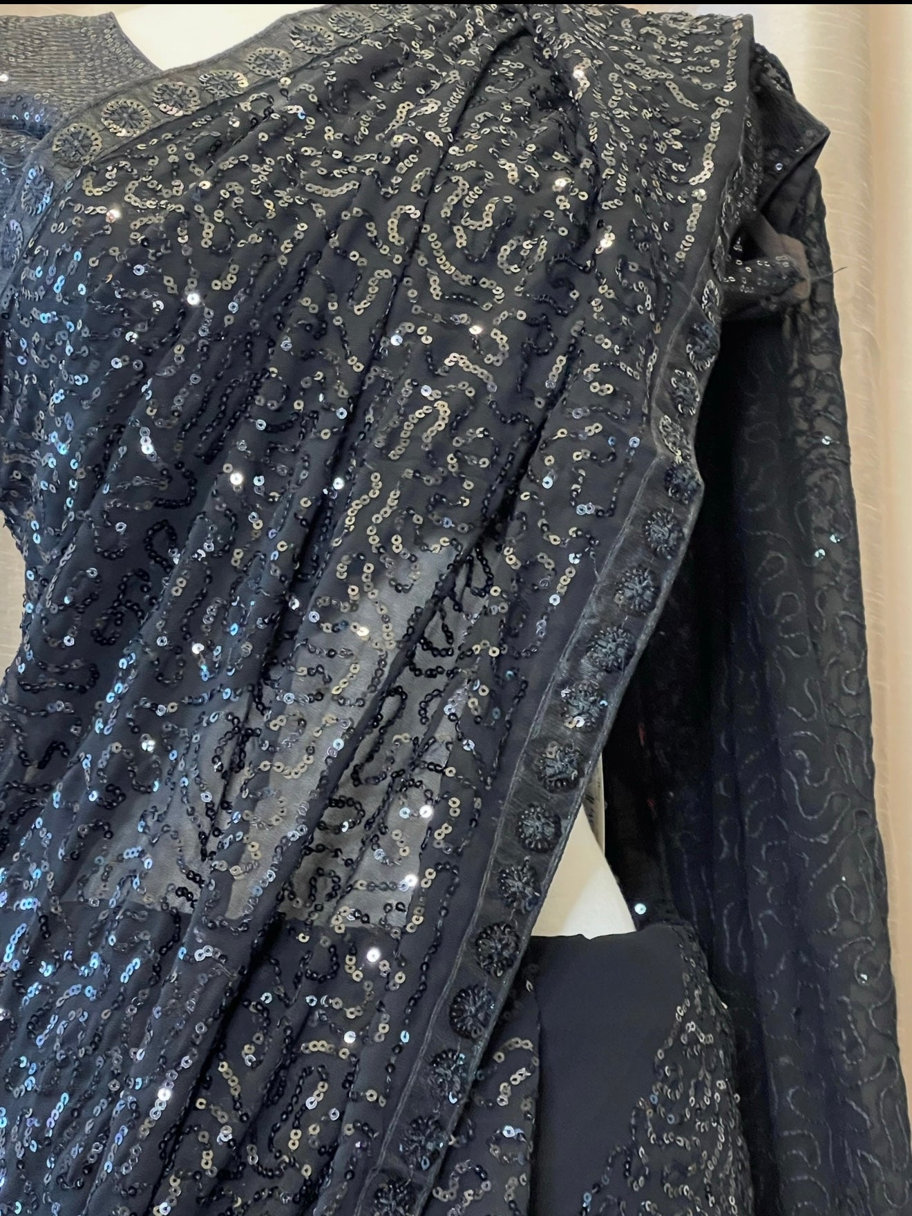 Elegant Black Sequins saree