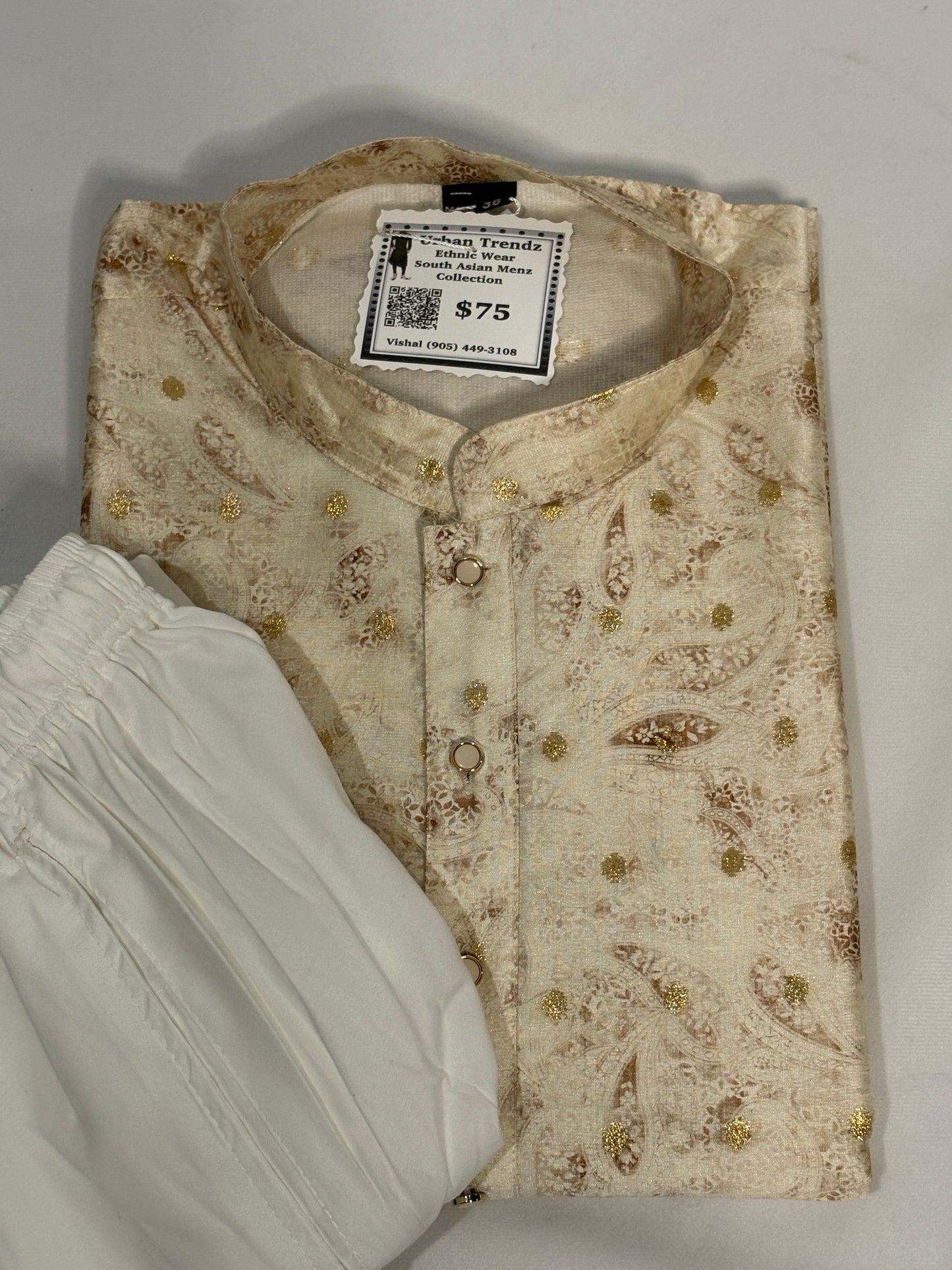 Ivory Paisley Gold Kurta Pajama Set