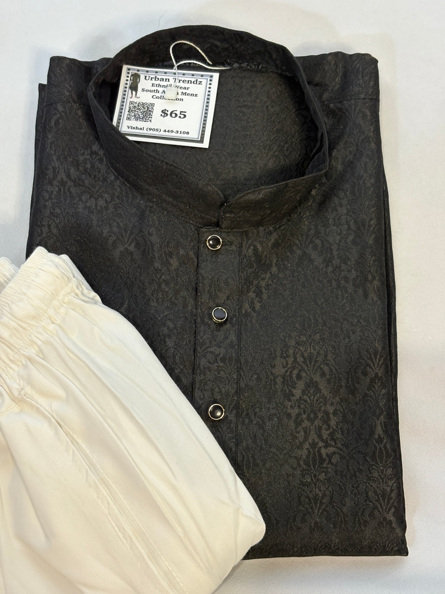 Midnight Noir Textured Kurta Pajama Set