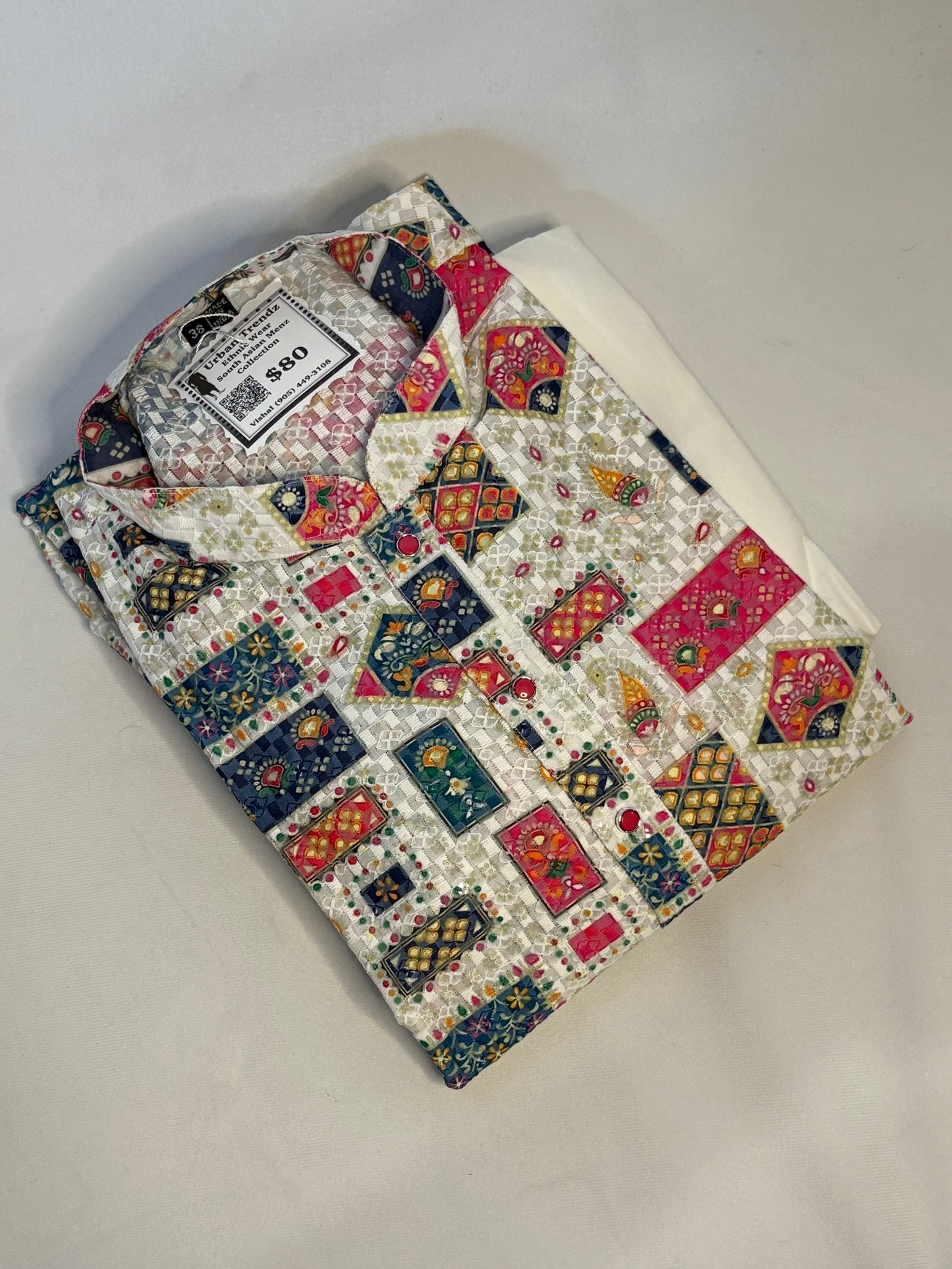 Multicolored Mirror Mosaic Sequin Cotton Kurta Pajama Set