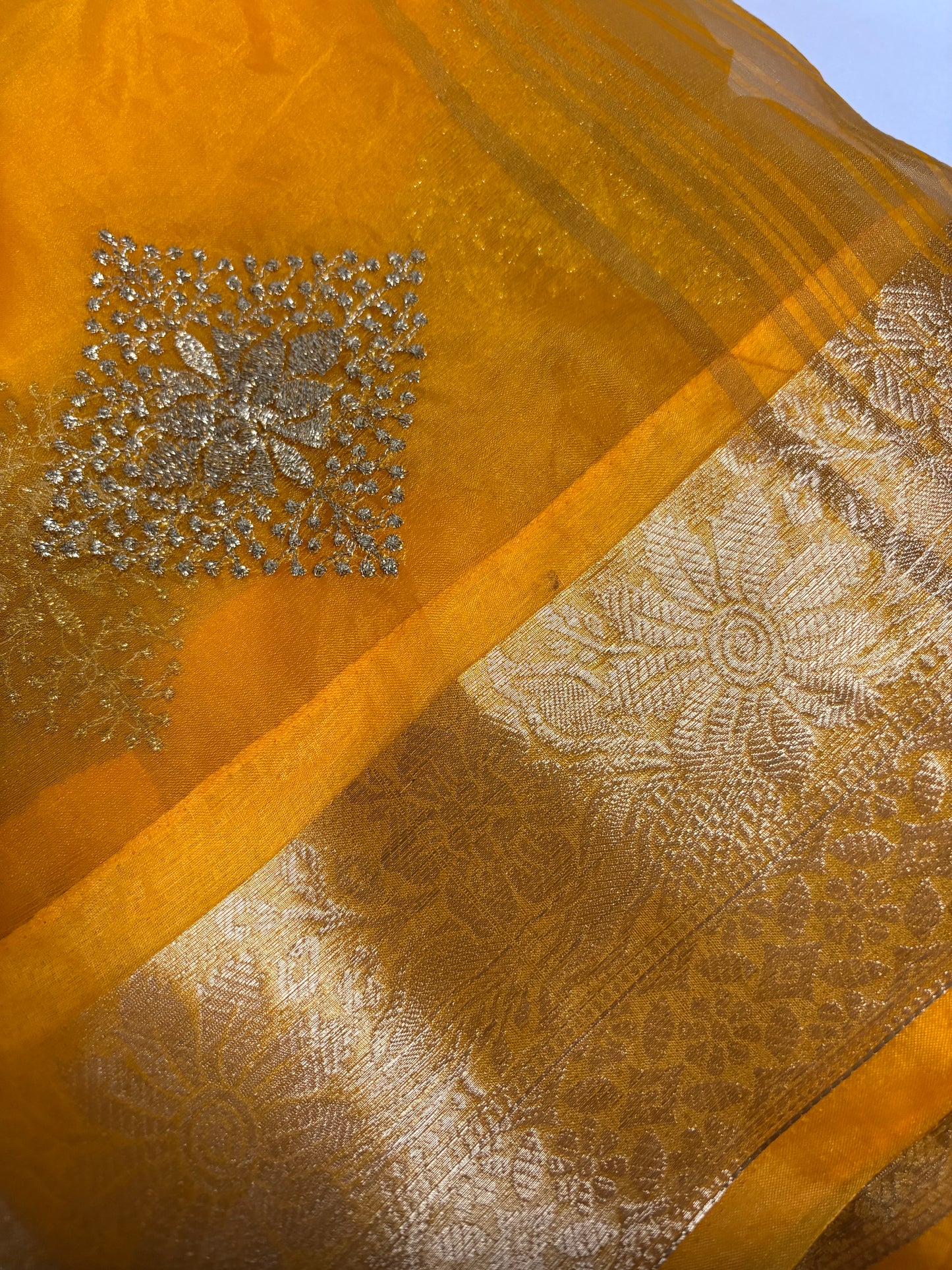 Marigold Gleam Organza Saree