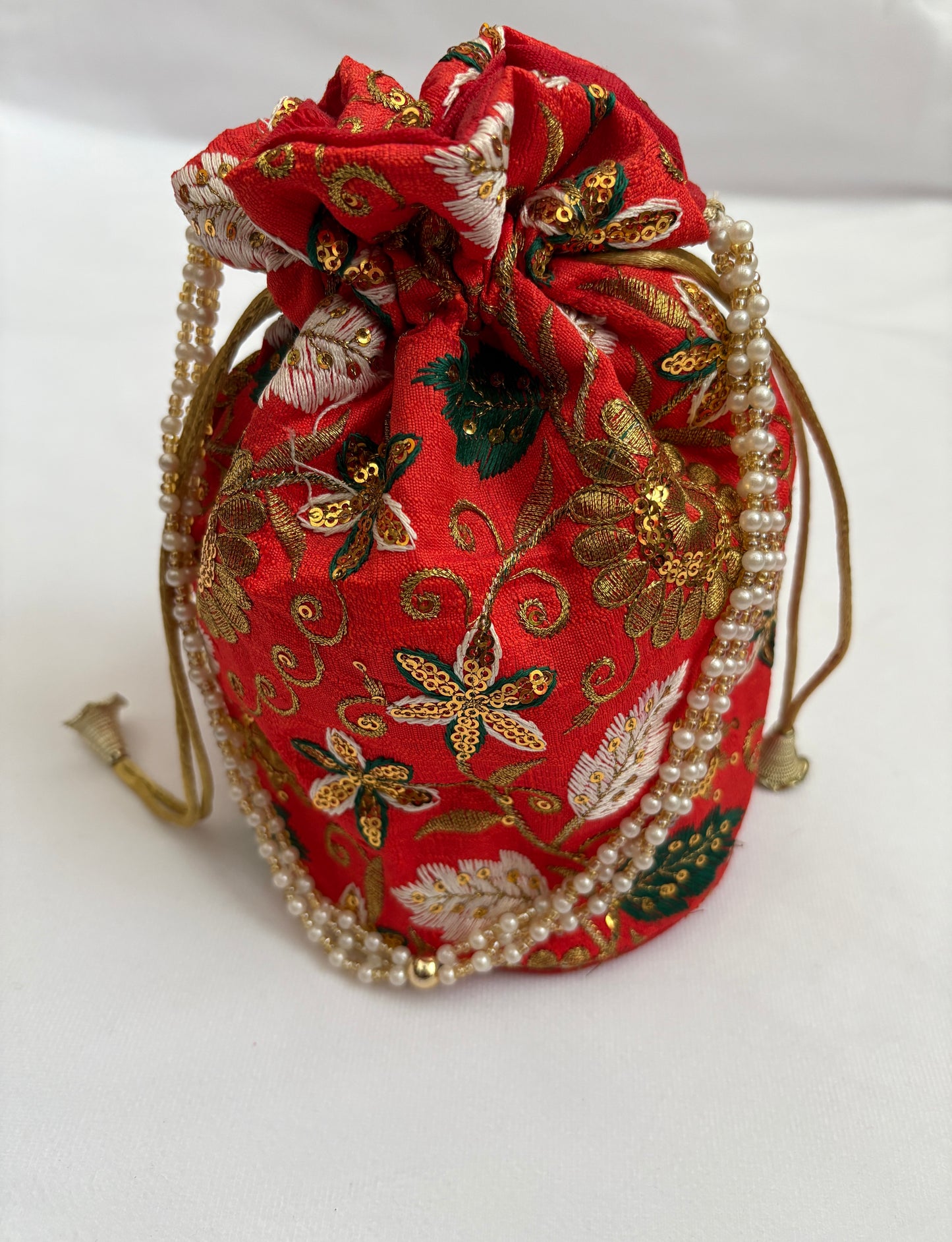 Crimson Bloom Potli Bag