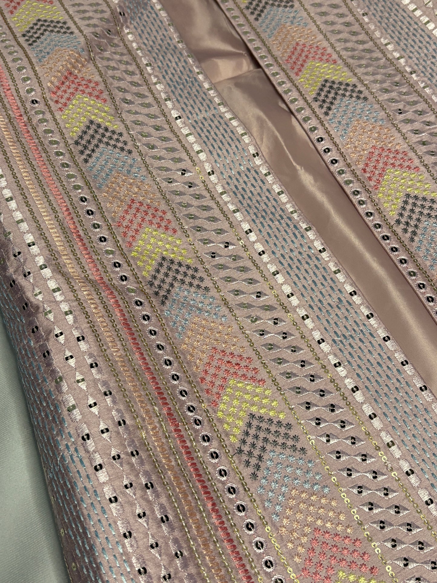 Multicolor Chevron Mirror Embroidered Modi Jacket
