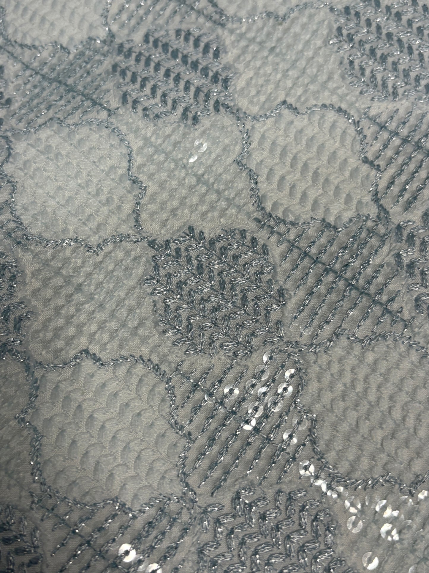 Sky Blue Geometric Sequin Modi Jacket