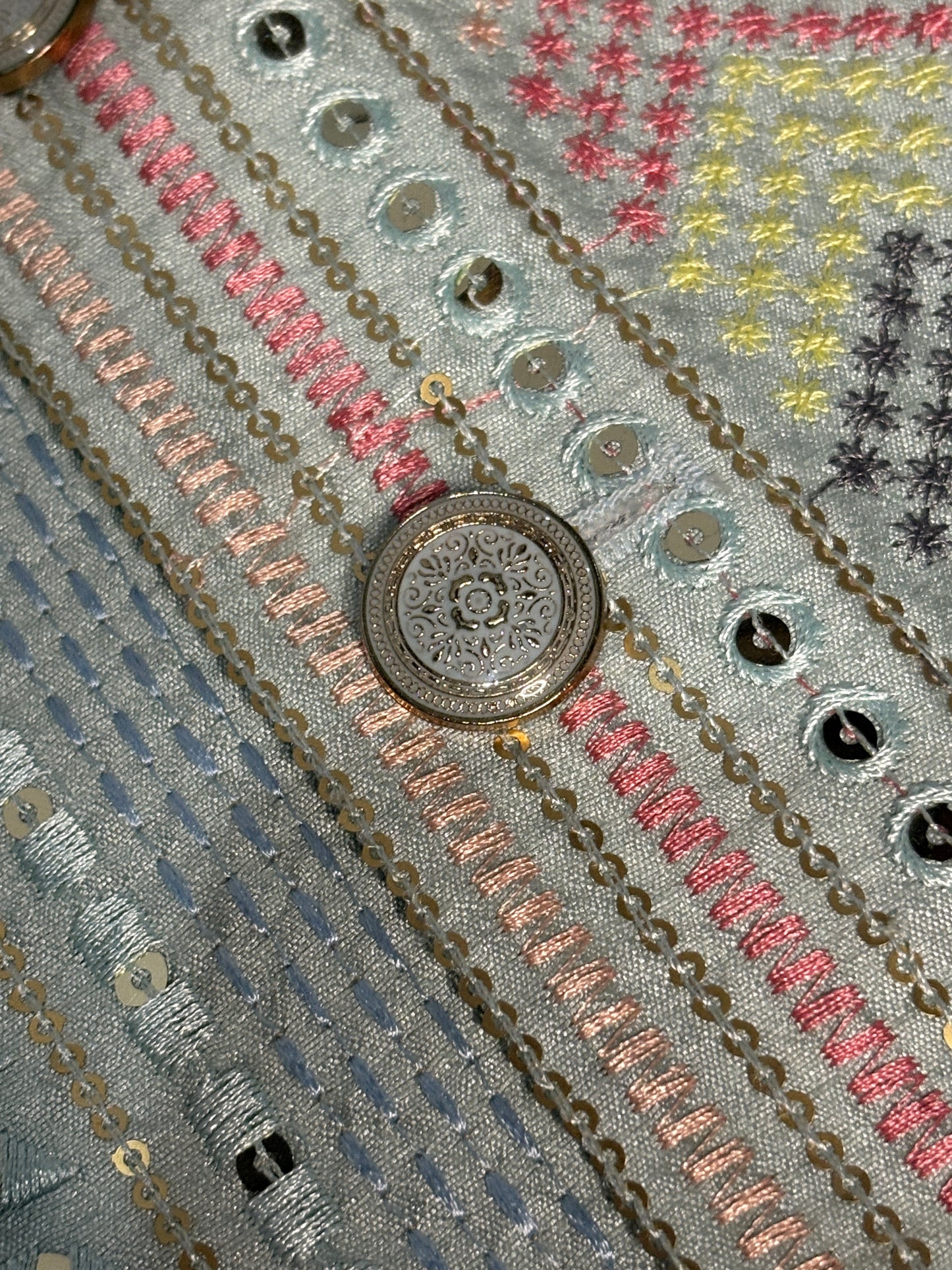 Pastel Blue Multicolor Chevron Sequin Modi Jacket