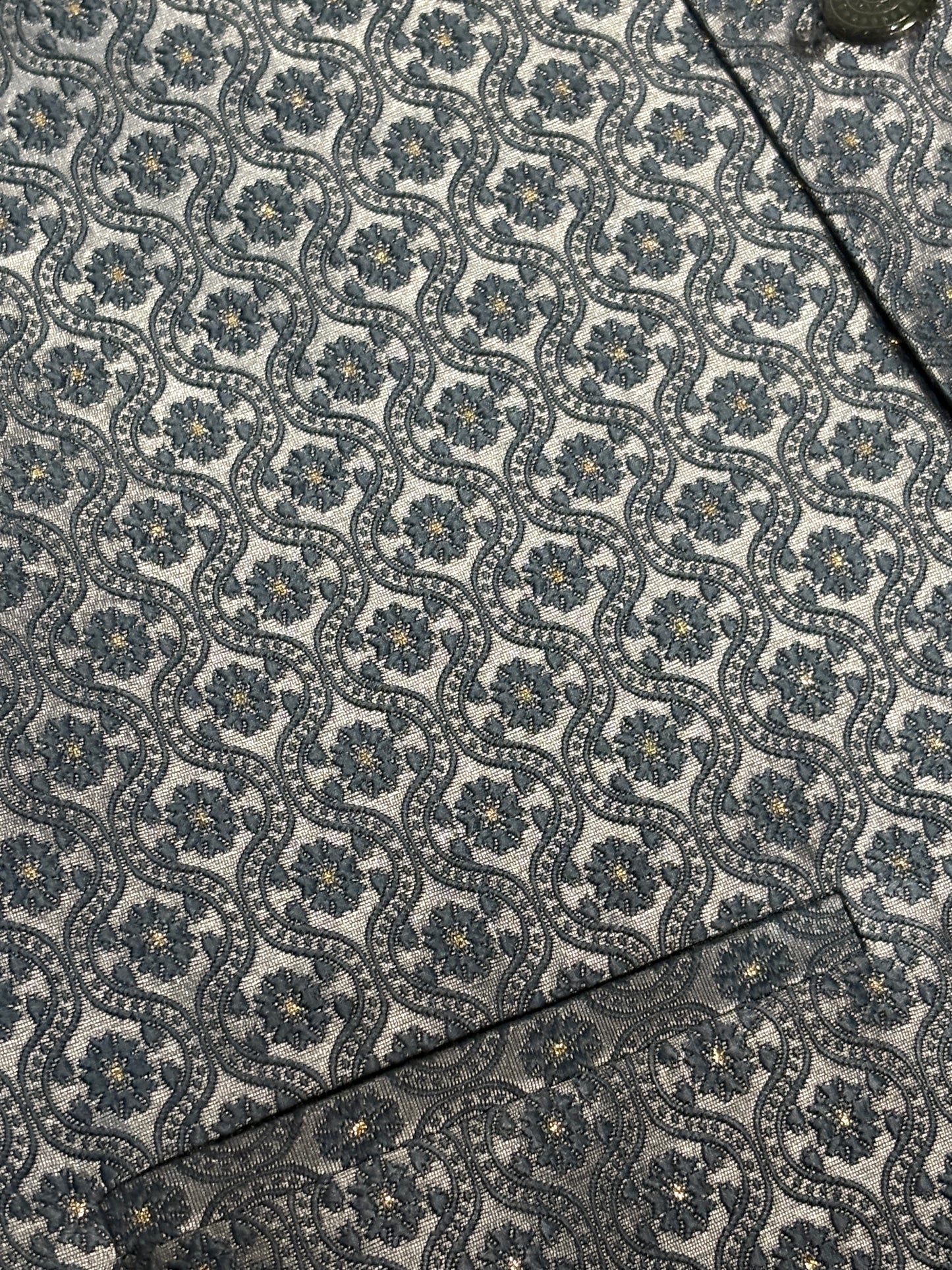 Metallic Blue Floral Grid Modi Jacket