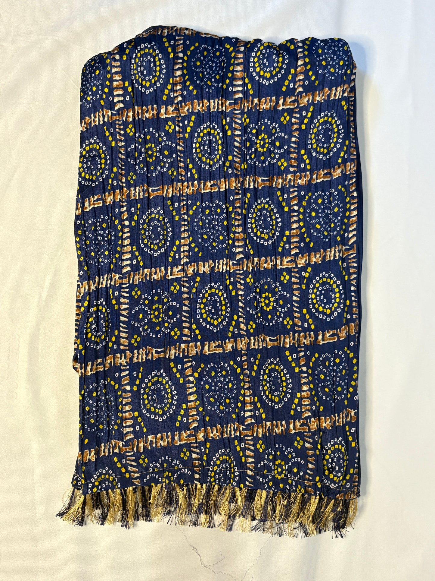 Navy Blue Chinon Fabric Crushed Dupatta
