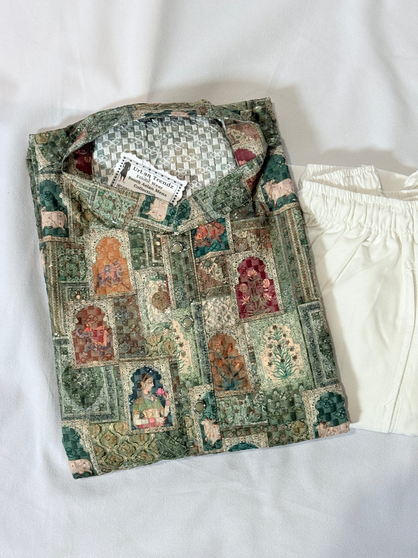 Premium Cotton Chikankari Kurta Pajama Set with Sequin Work