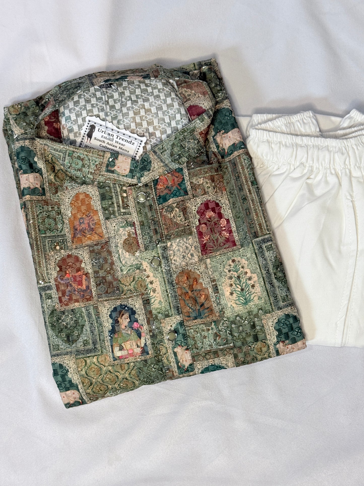 Premium Cotton Chikankari Kurta Pajama Set with Sequin Work