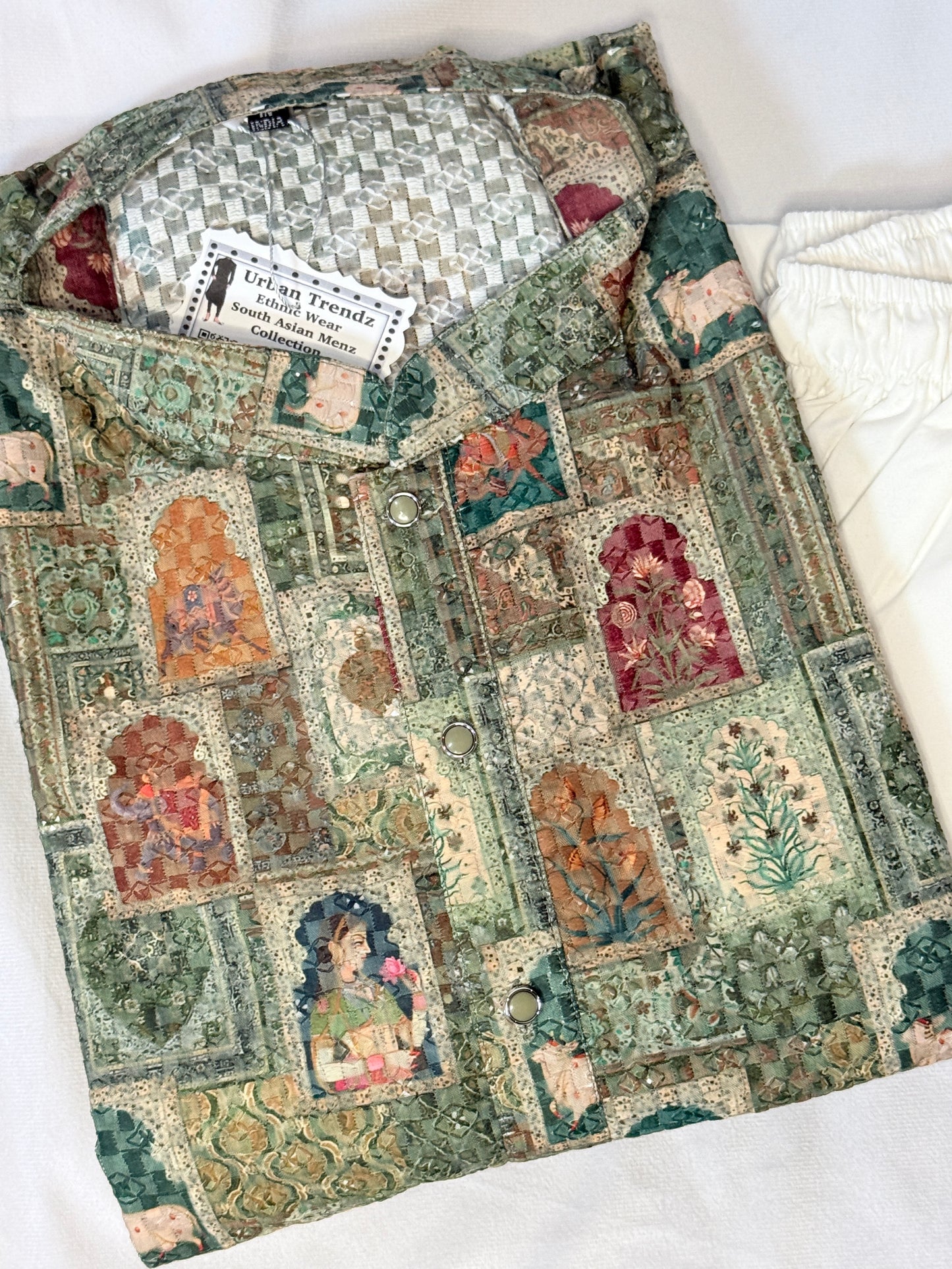 Premium Cotton Chikankari Kurta Pajama Set with Sequin Work