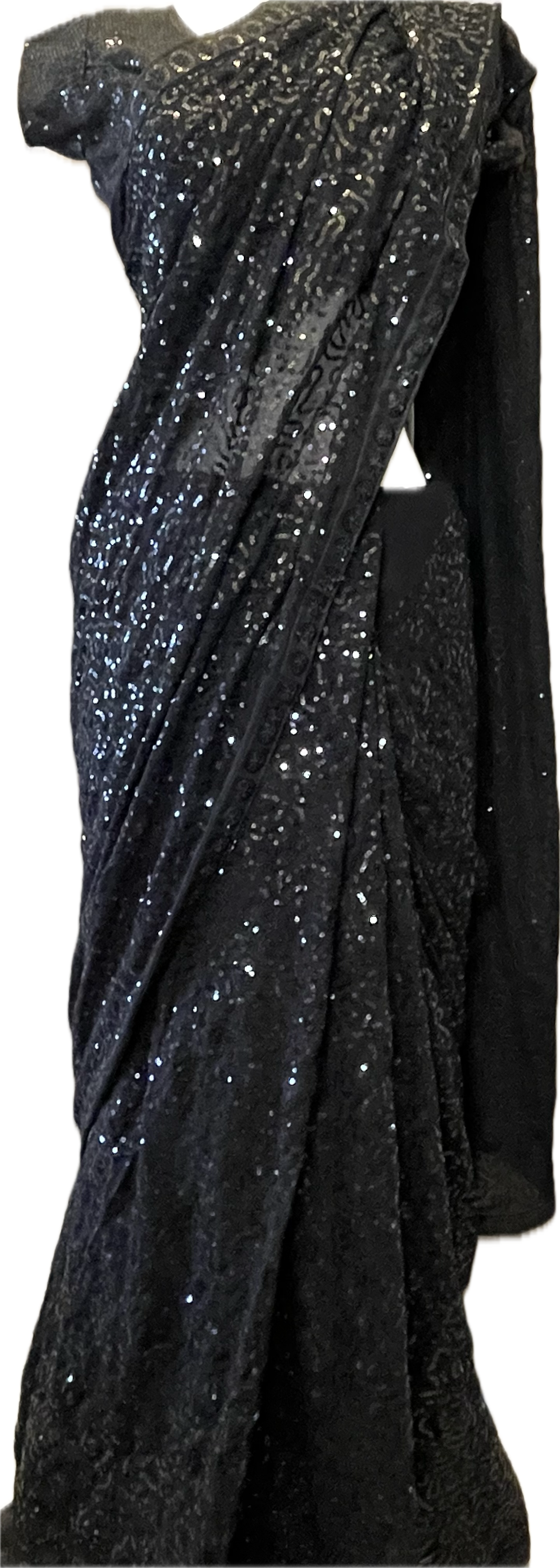 Elegant Black Sequins saree
