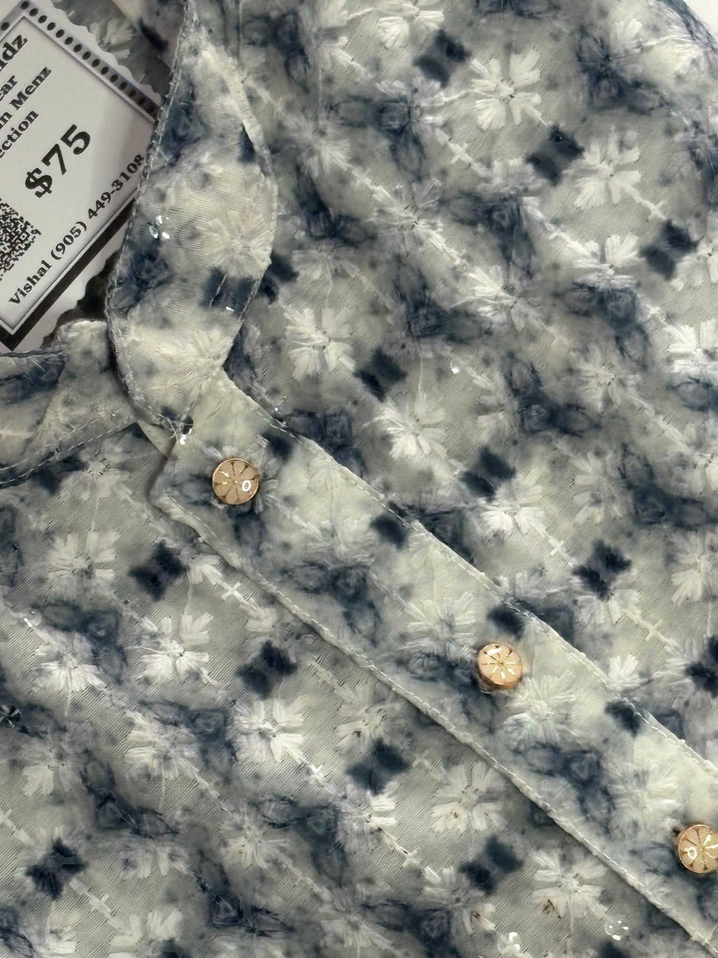 Tie-dye with chikankari, and sequins work Kurta with White Pajama