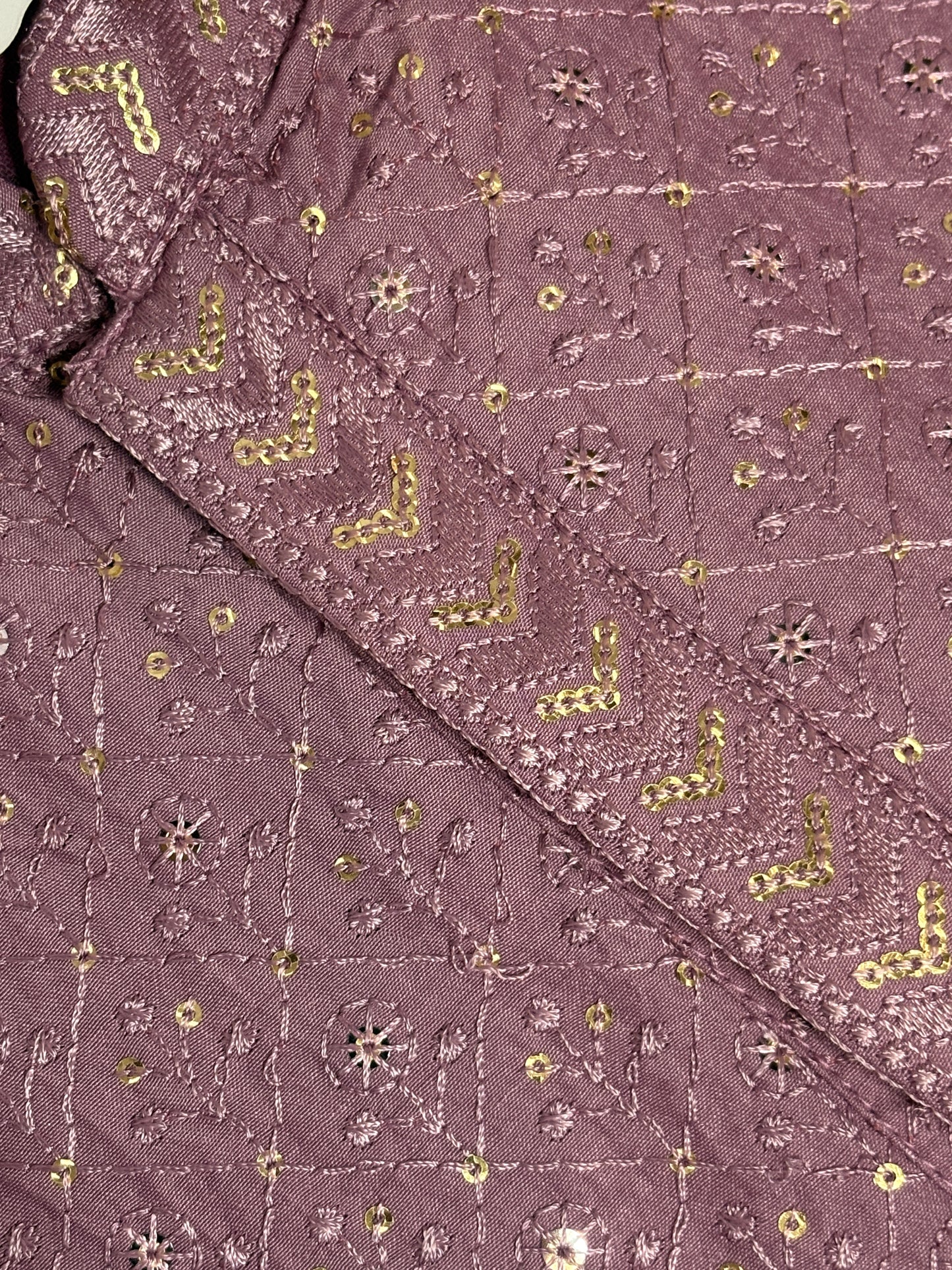 Mauve Embroidered Kurta comes with Golden Pajama