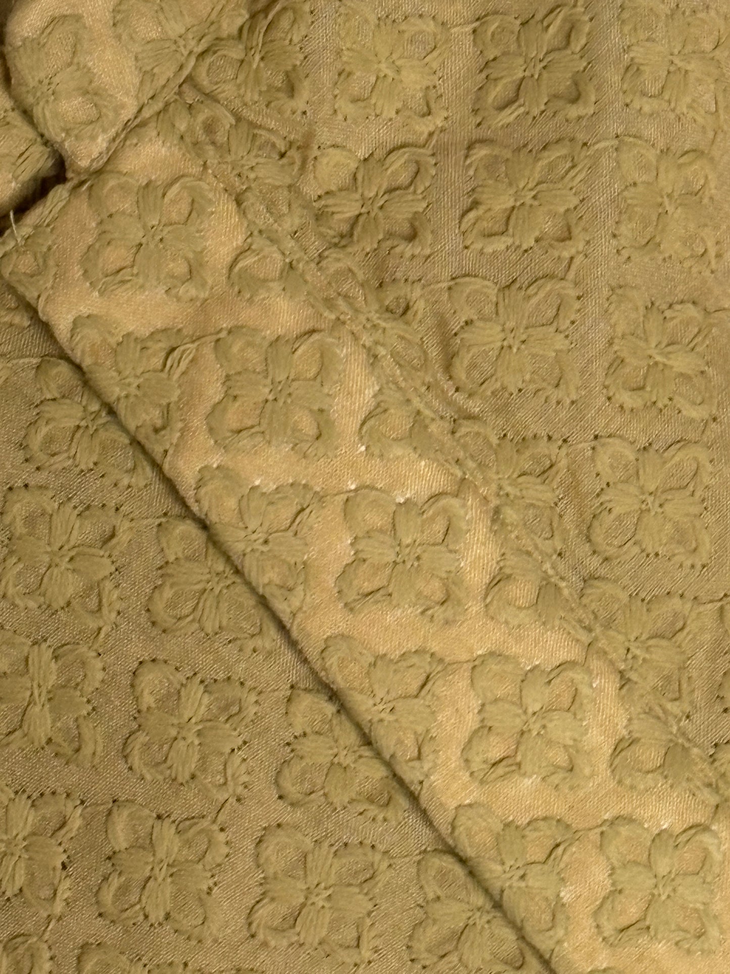 Golden Beige Cotton Chikankari Kurta with White Churidar