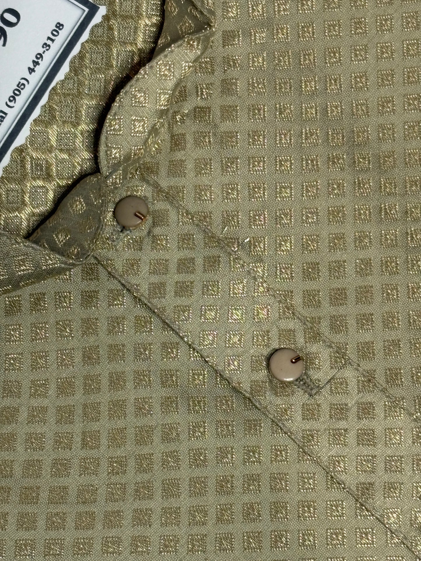 Olive Gold Brocade Kurta with White Churidar