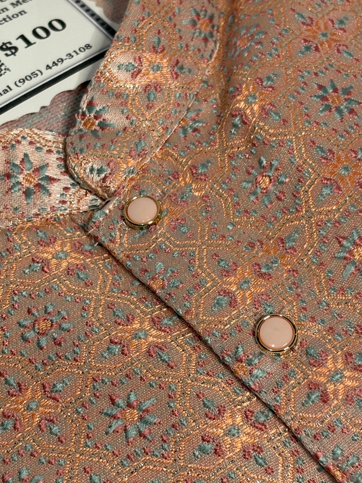 Beige Mosaic Embroidered Kurta Pajama Set