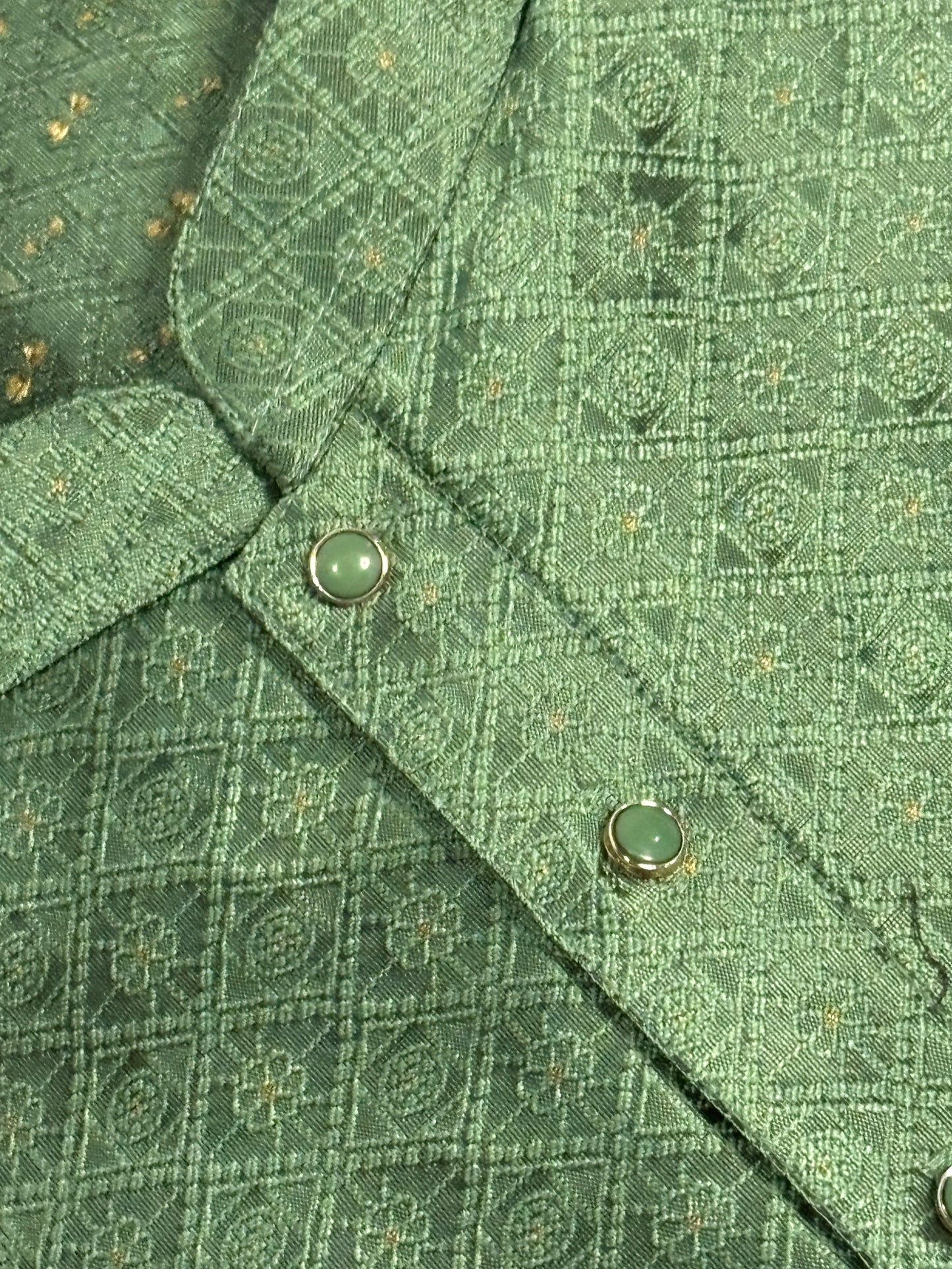 Emerald Gold-Accented Textured Kurta Pajama Set