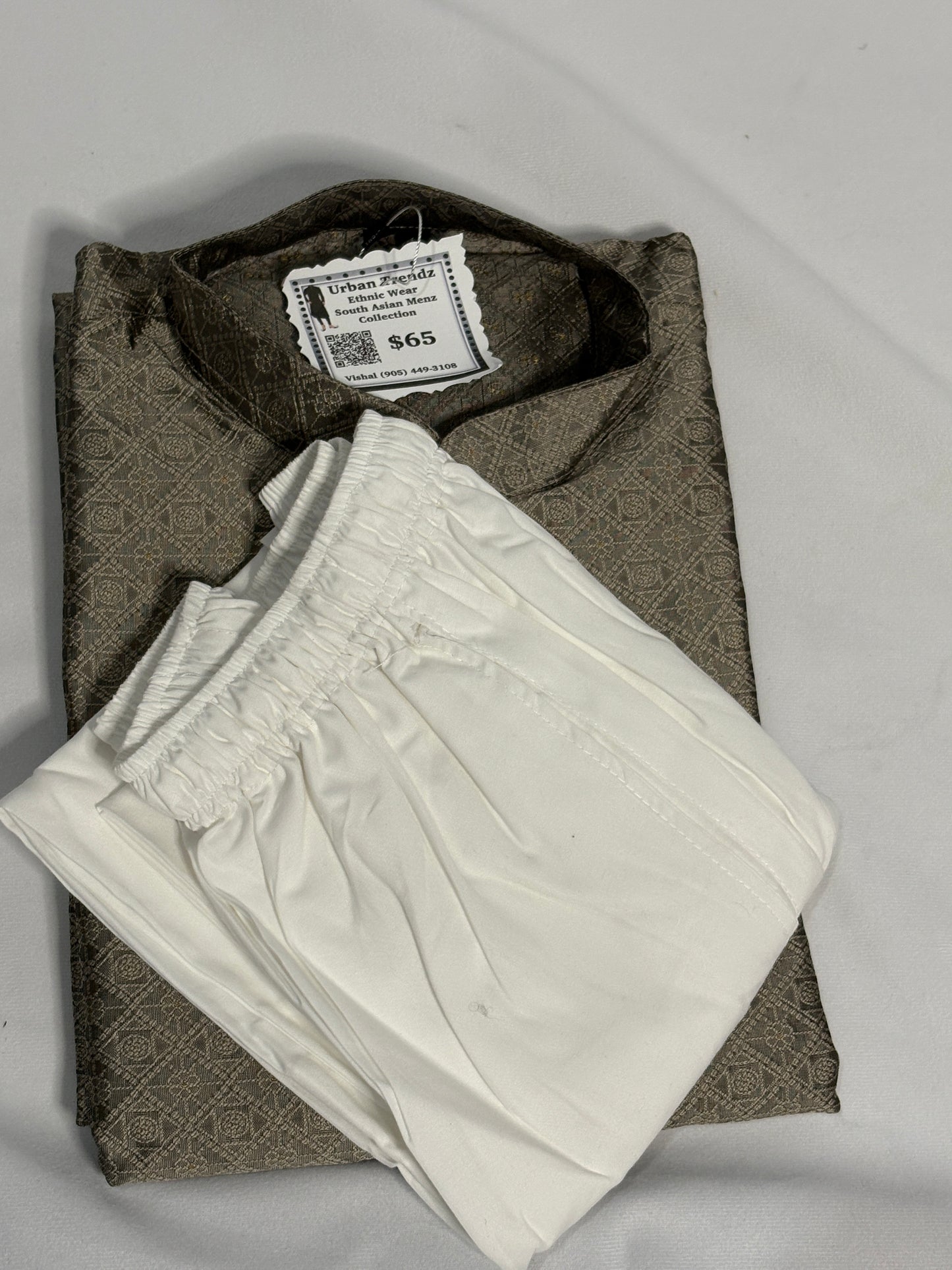 Moss Gold Jacquard Kurta Pajama Set
