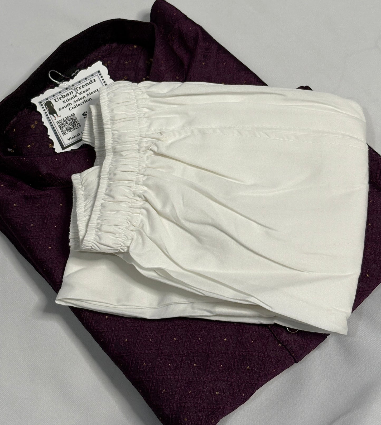 Rosewood and Dusty Lilac Embroidered Kurta Pajama Set