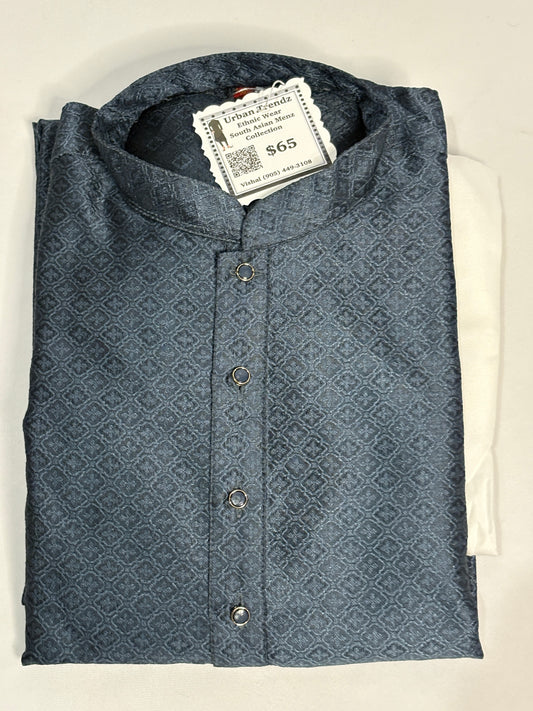 Midnight Navy Motif Kurta Pajama Set