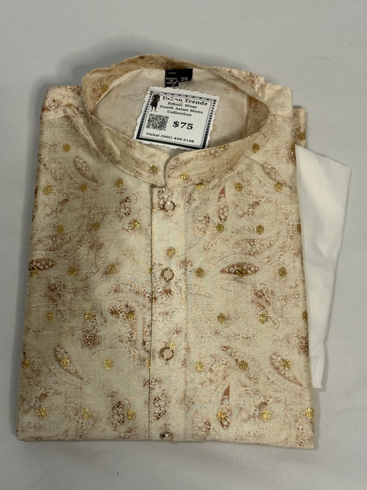 Ivory Paisley Gold Kurta Pajama Set