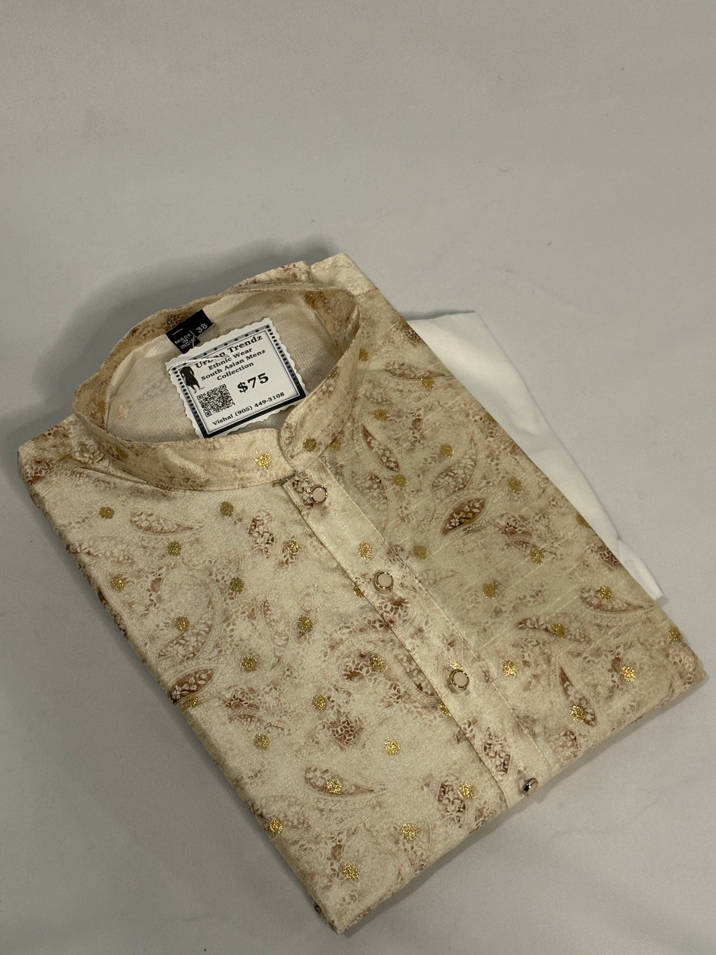 Ivory Paisley Gold Kurta Pajama Set