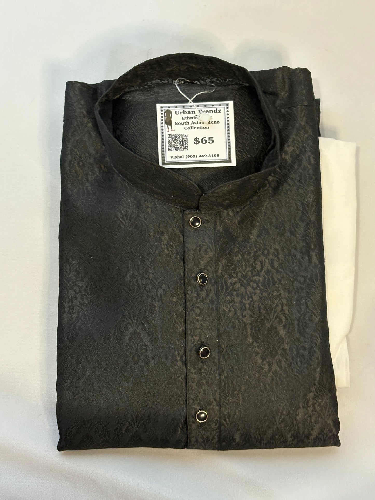Midnight Noir Textured Kurta Pajama Set