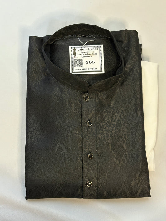 Midnight Noir Textured Kurta Pajama Set