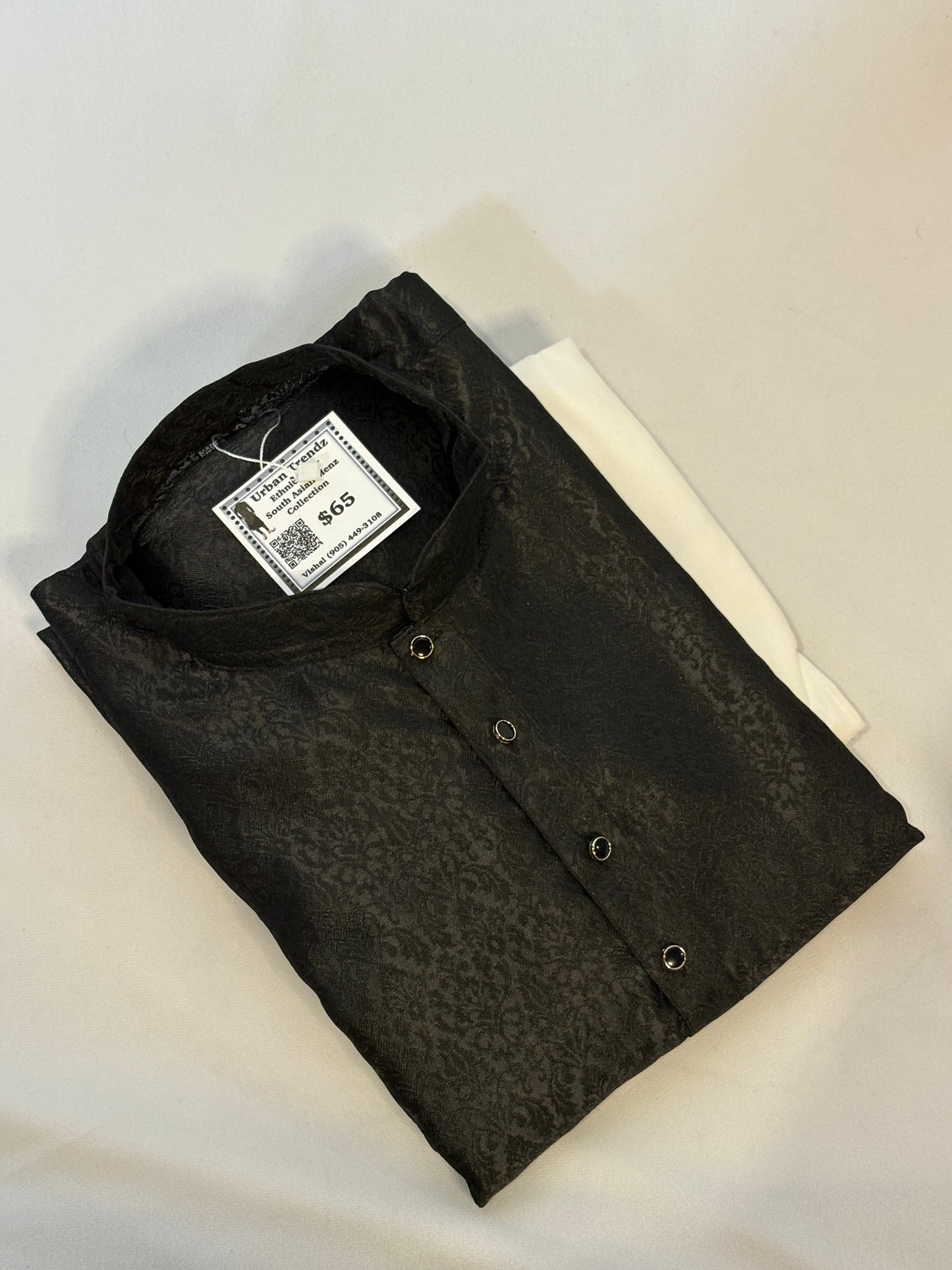 Midnight Noir Textured Kurta Pajama Set