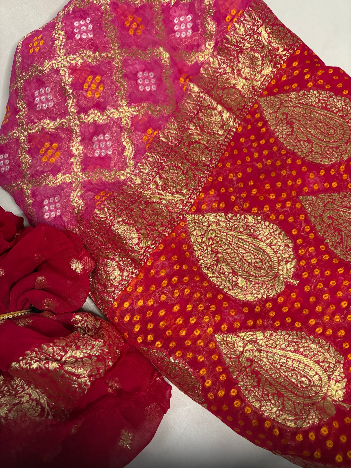 Khaddi Bandhani Georgette Saree