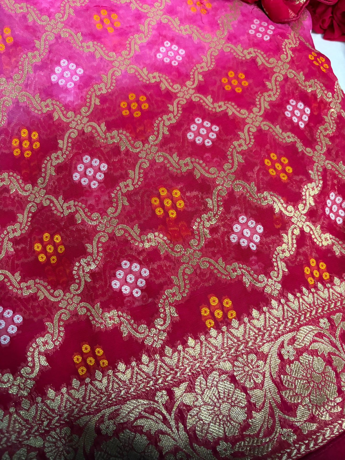 Khaddi Bandhani Georgette Saree