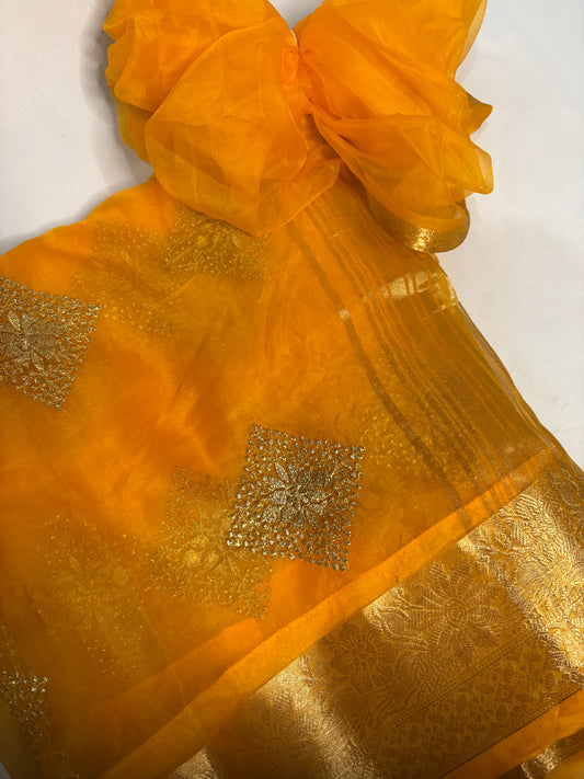 Marigold Gleam Organza Saree