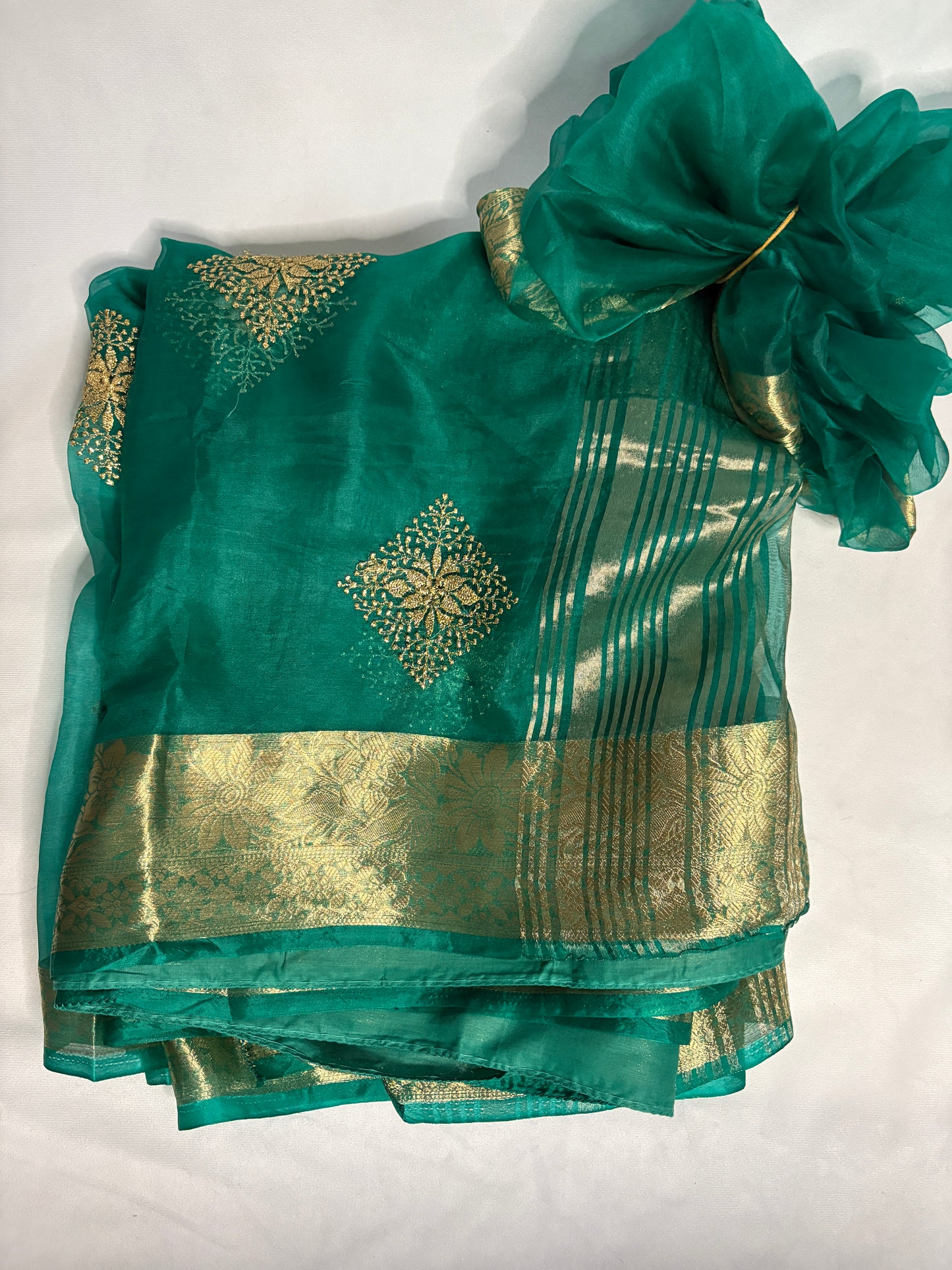 Emerald Grace Organza Saree