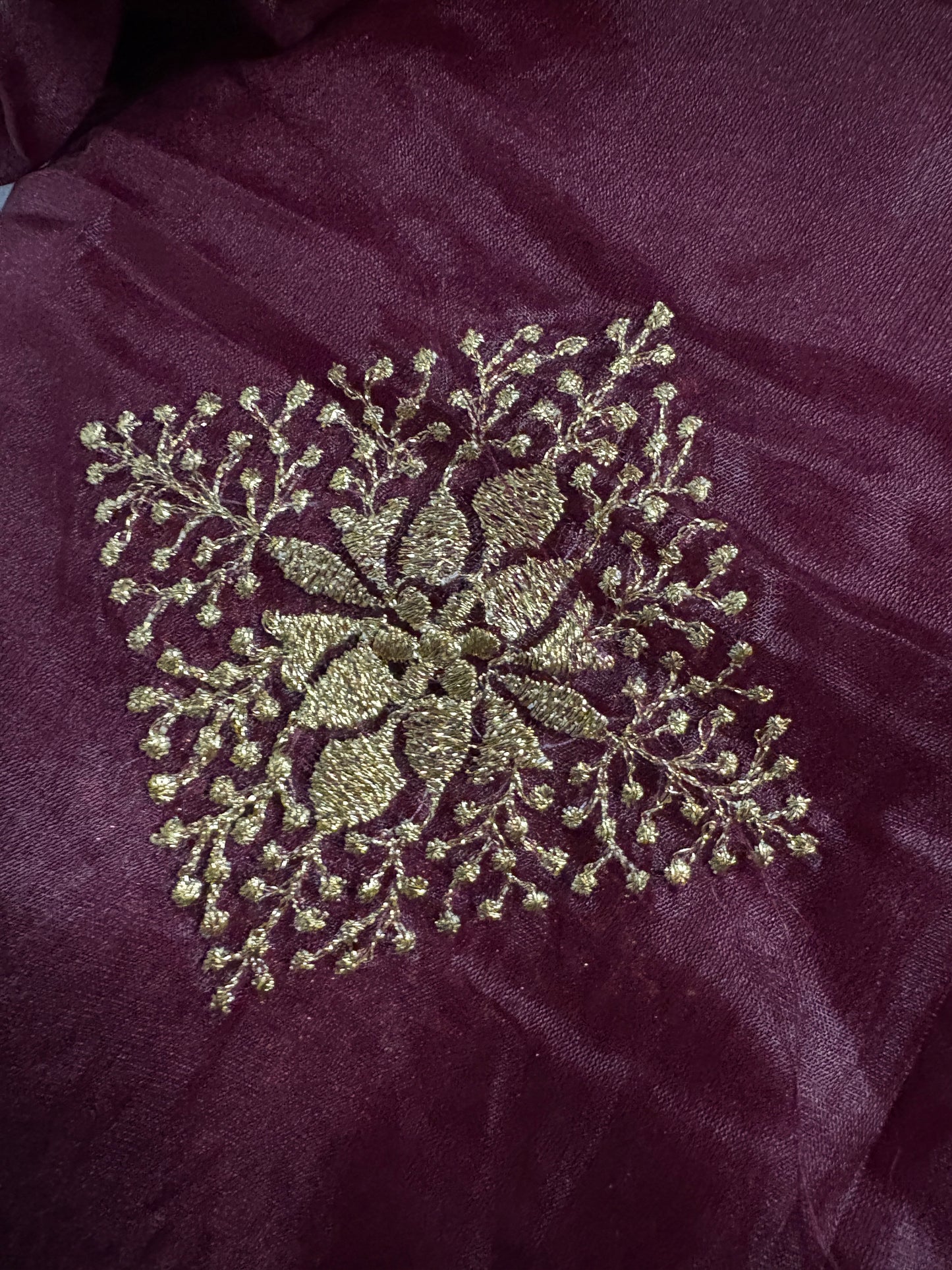 Maroon Majesty Organza Saree