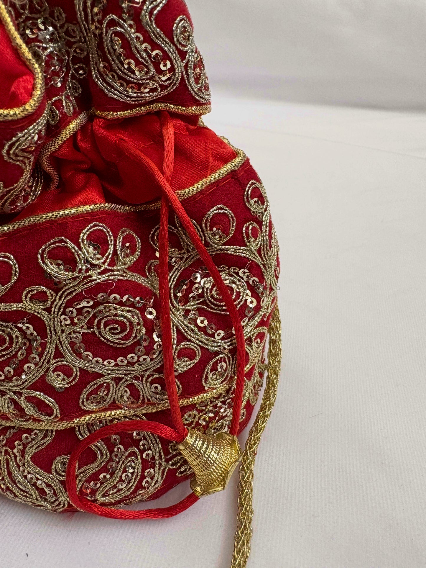 Red Paisley Embroidered Potli Bag