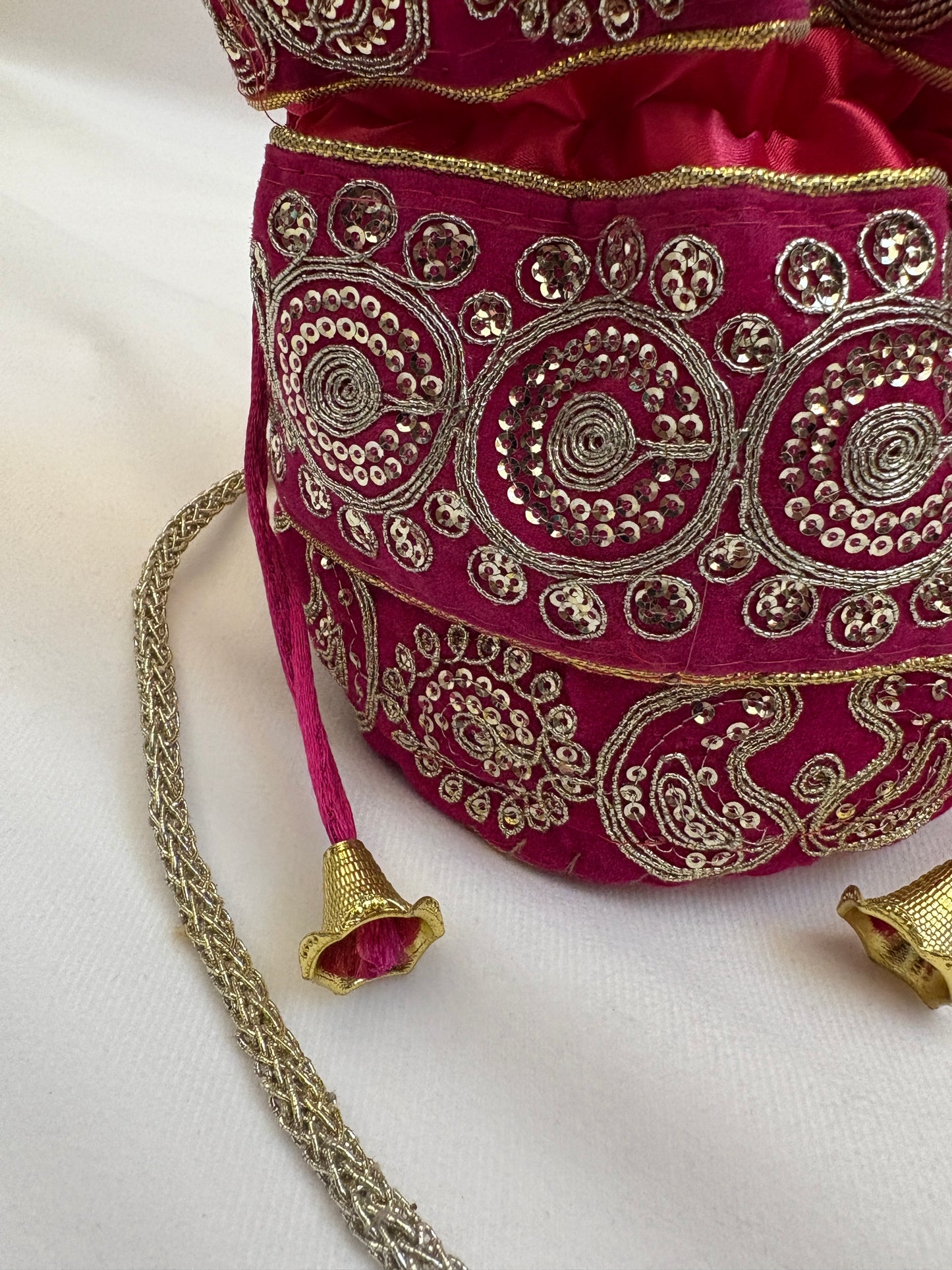 Pink Paisley Embroidered Potli Bag