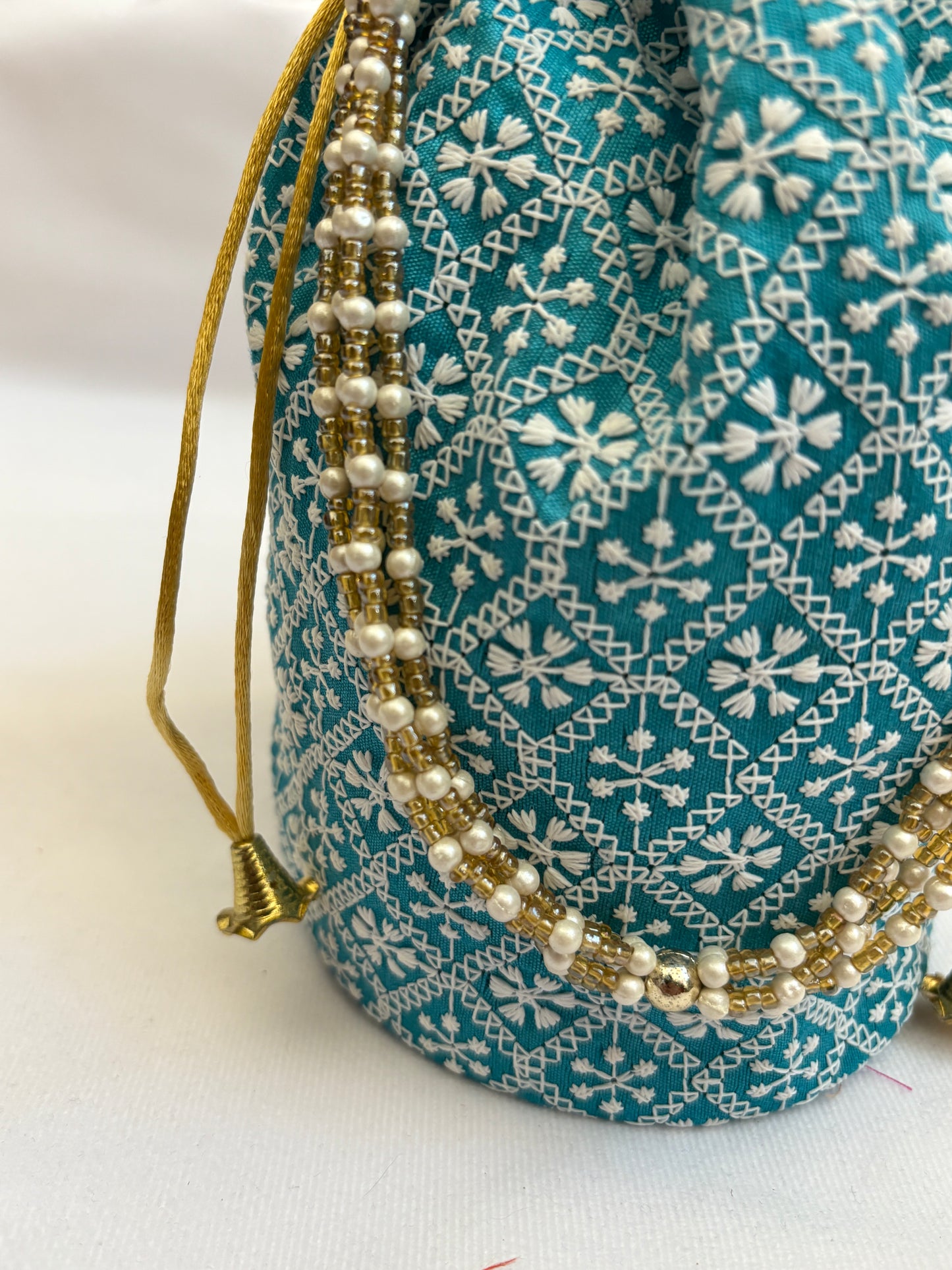 Turquoise Threadwork Potli Bag