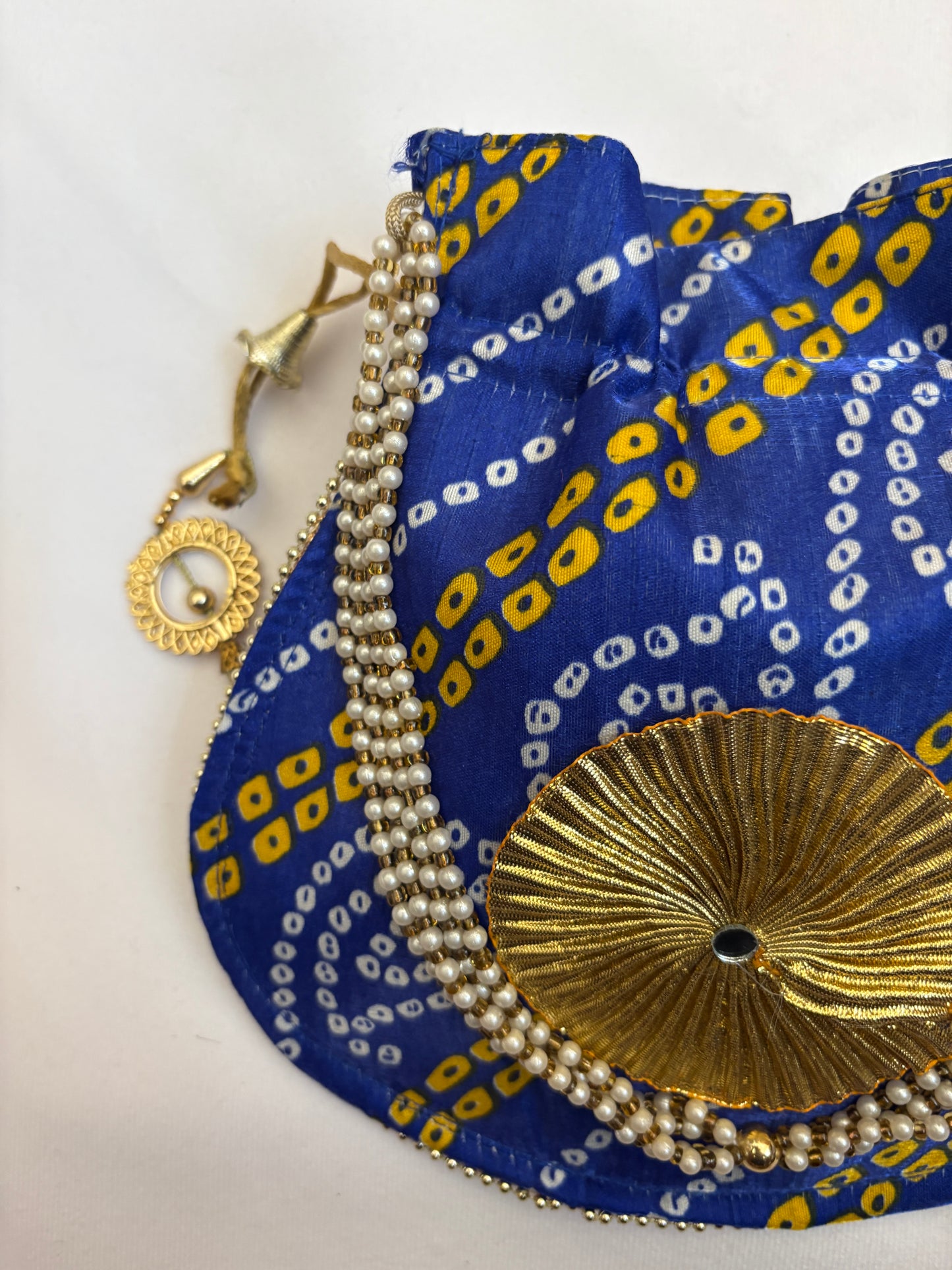 Blue Bandhani Print Potli Bag