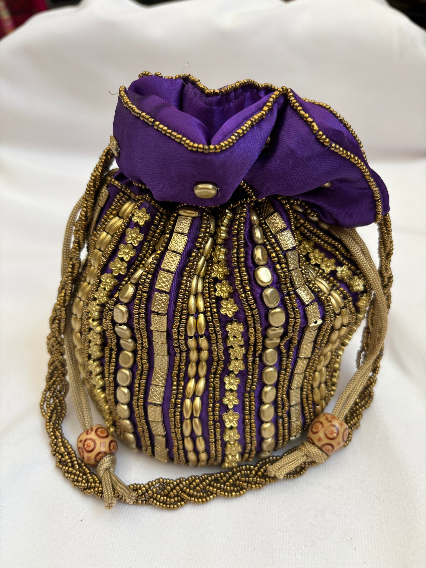 Purple Beaded Embellished Potli Bag