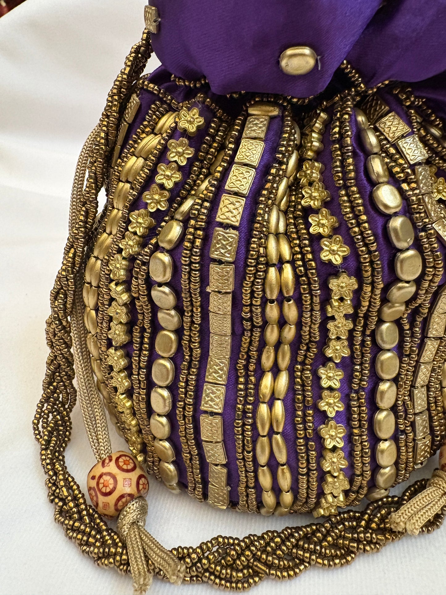 Purple Beaded Embellished Potli Bag