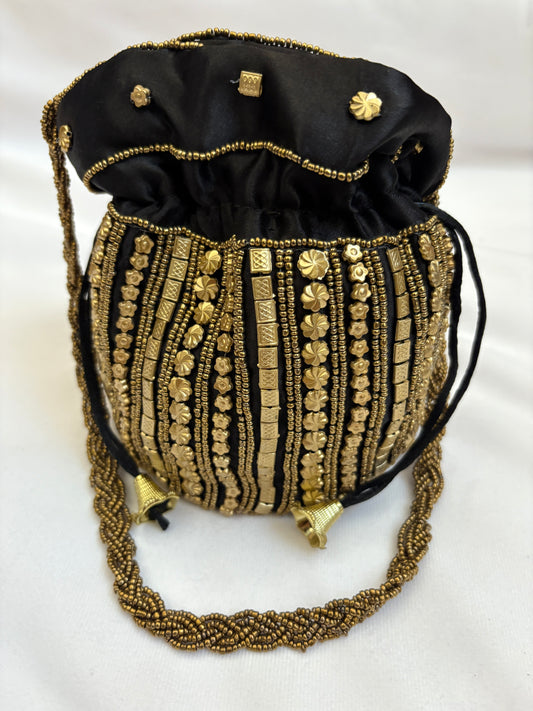 Black Beaded Embellished Potli Bag