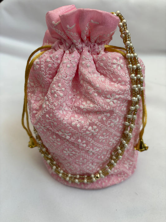 Light Pink Threadwork Potli Bag