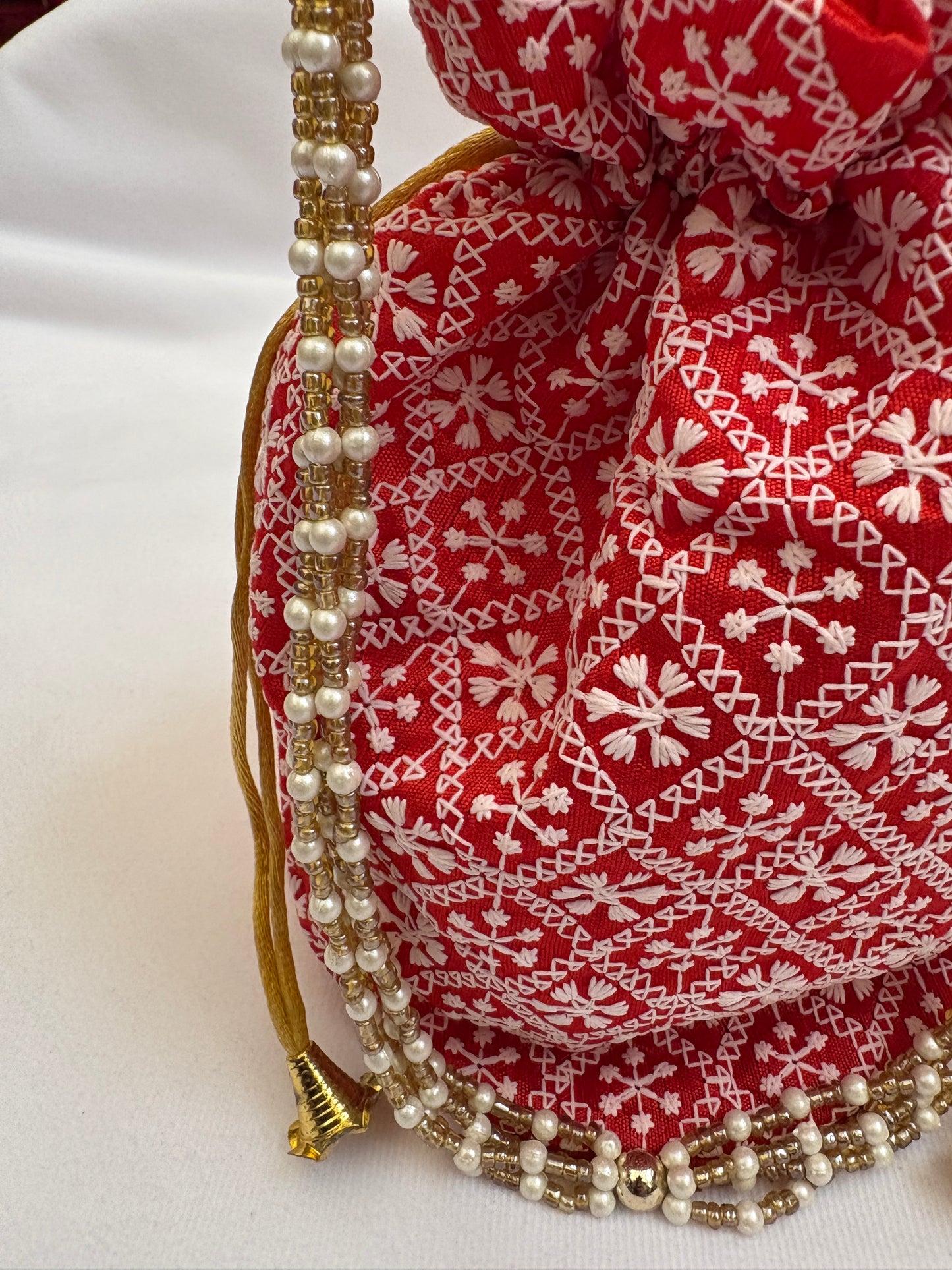 Red Threadwork Potli Bag