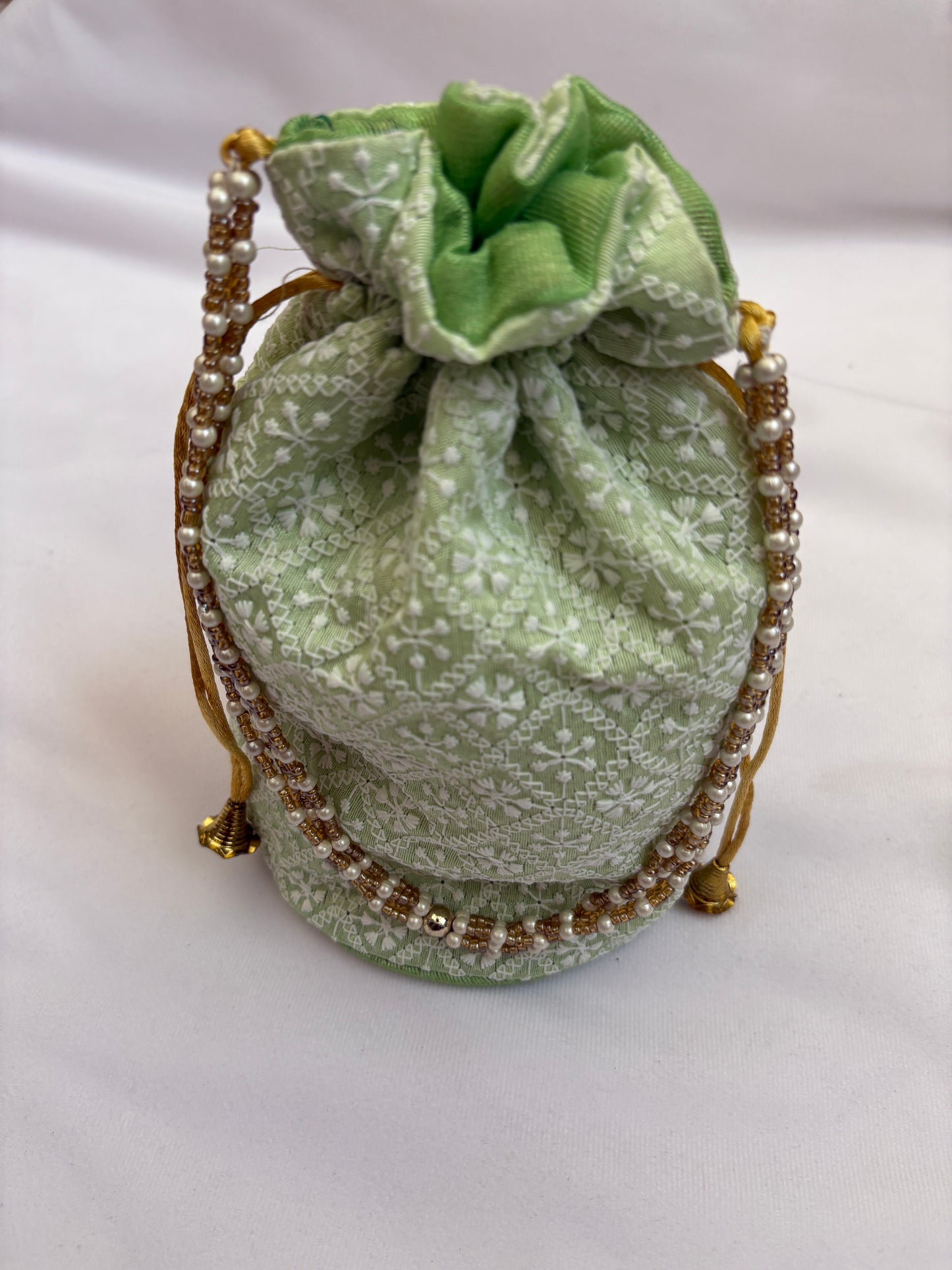 Light Green Threadwork Potli Bag