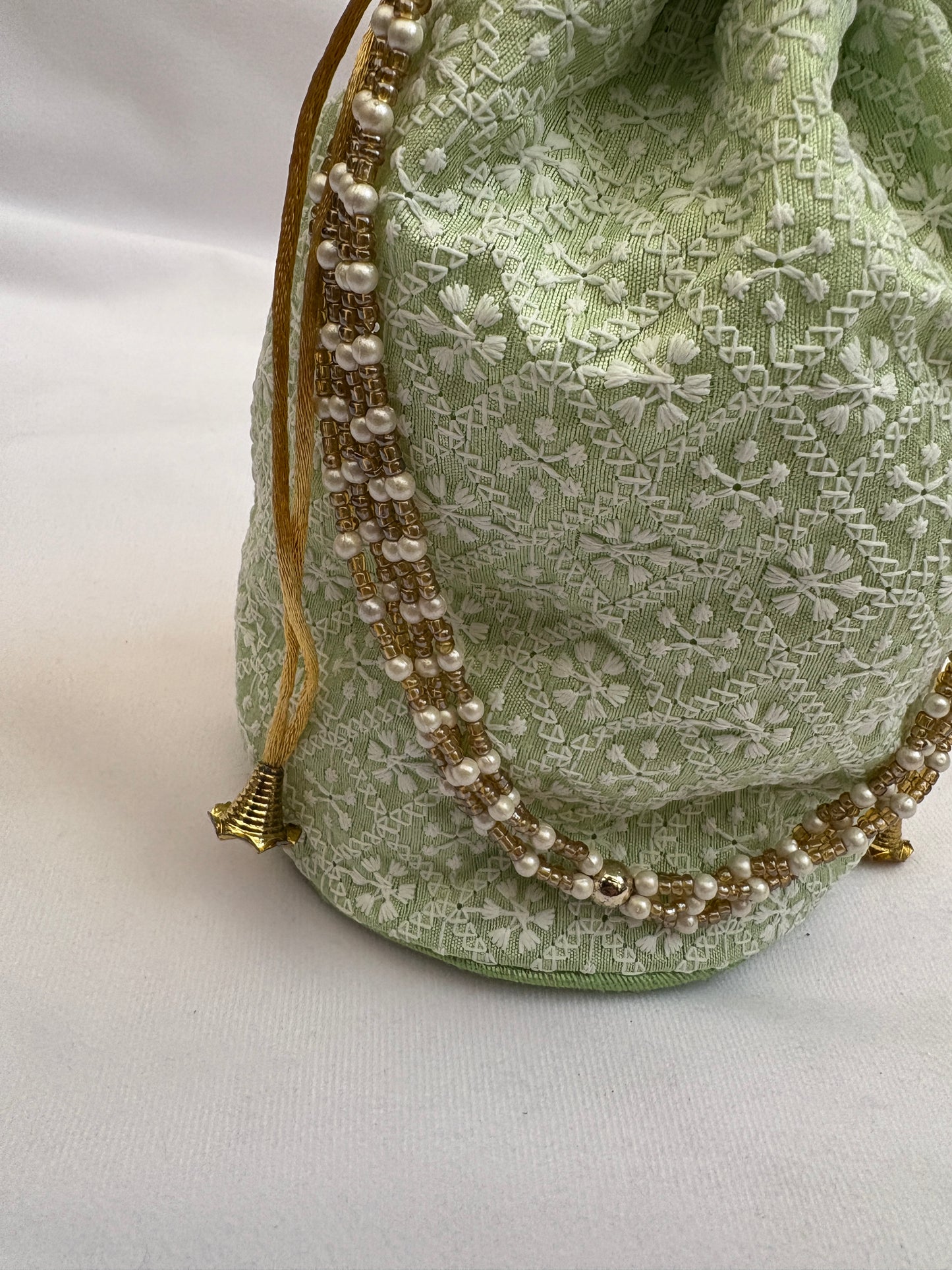 Light Green Threadwork Potli Bag