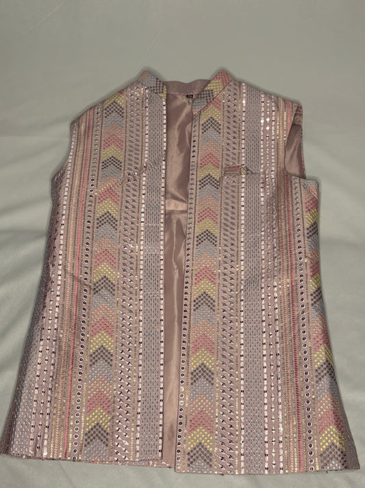 Multicolor Chevron Mirror Embroidered Modi Jacket