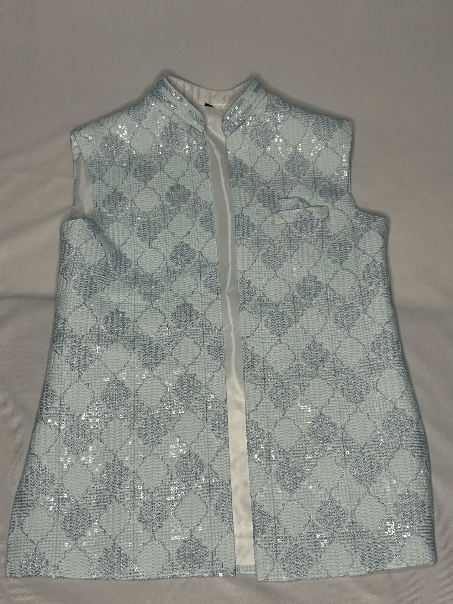 Sky Blue Geometric Sequin Modi Jacket