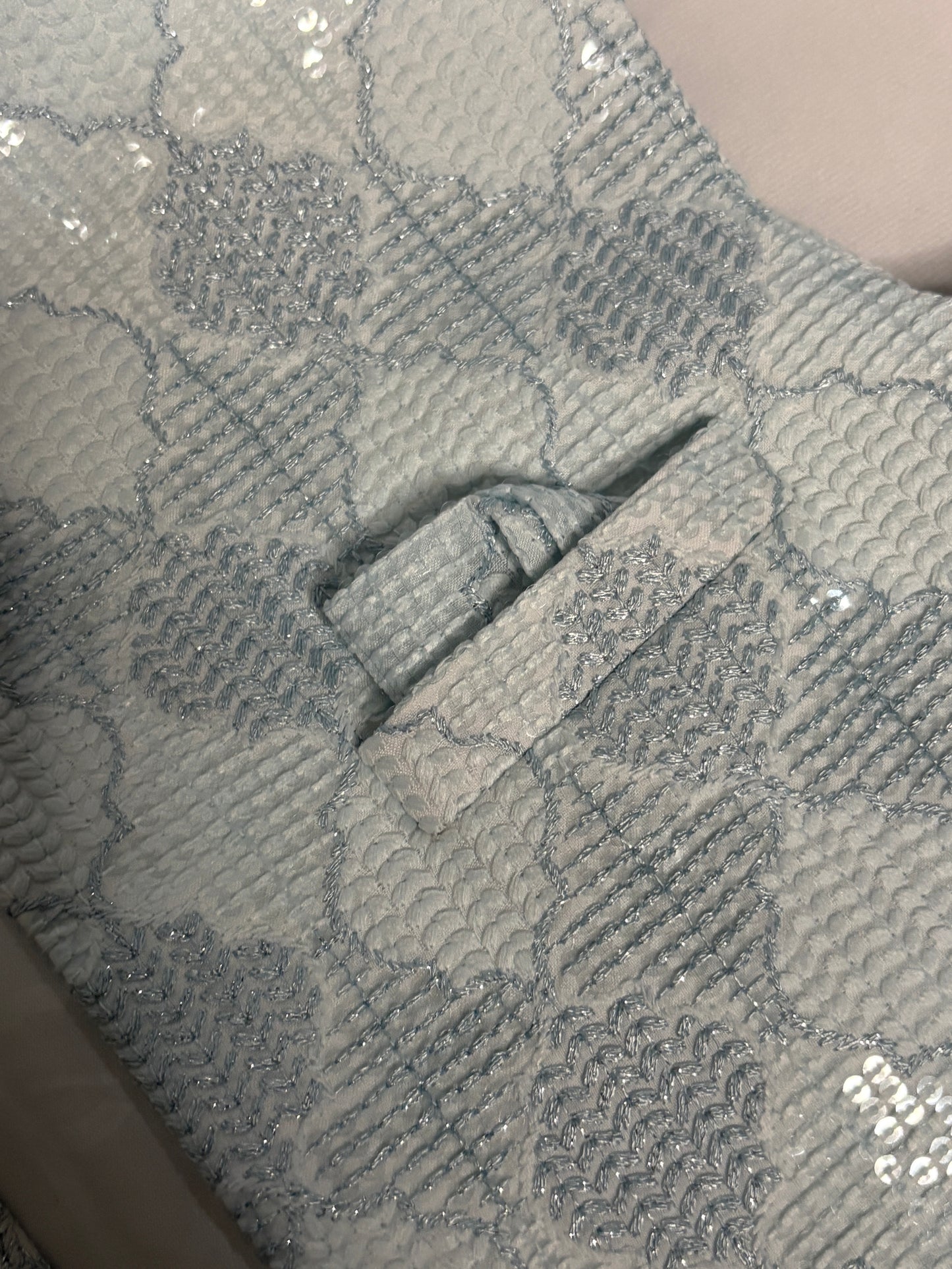 Sky Blue Geometric Sequin Modi Jacket