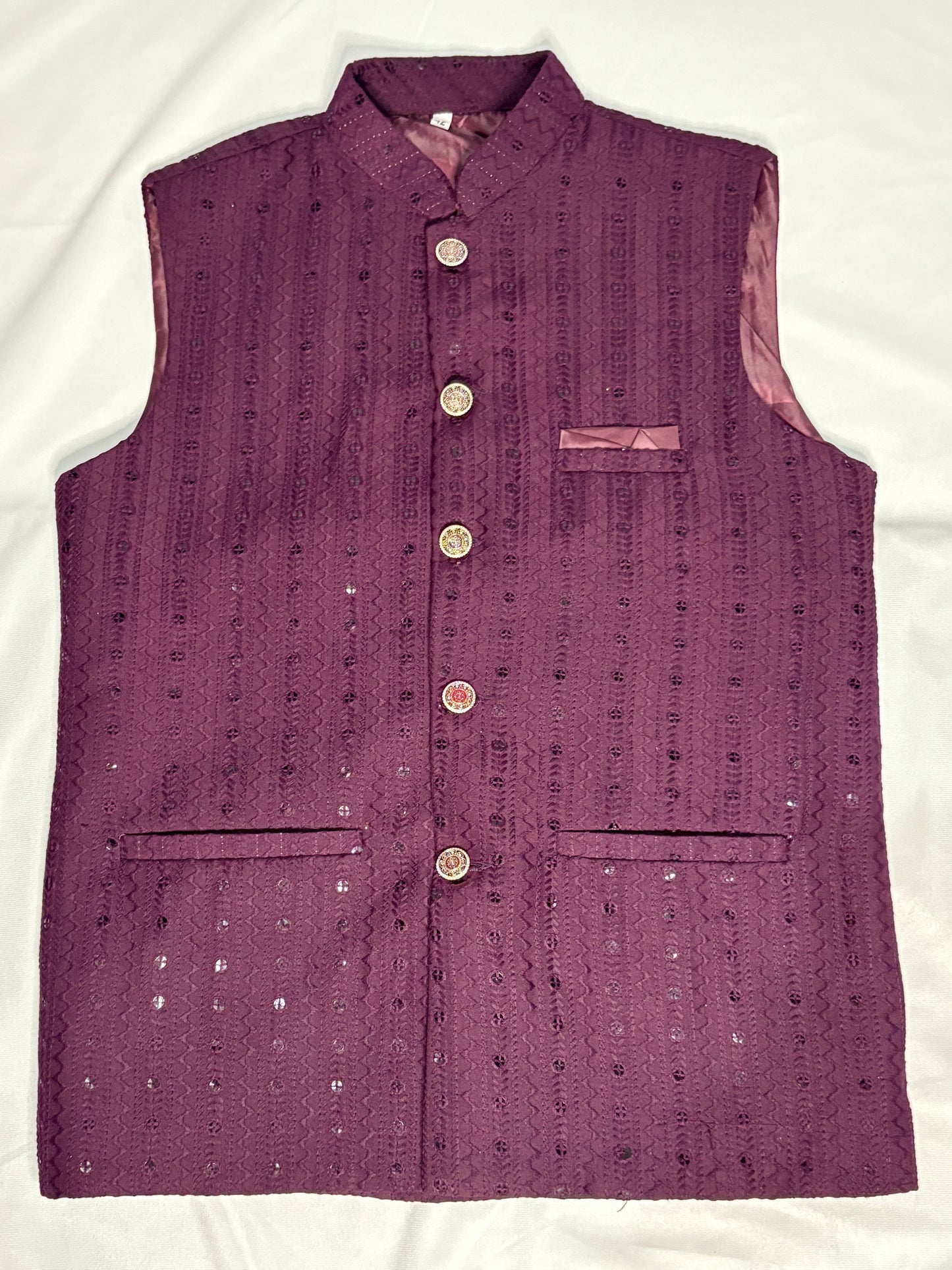 Maroon Embroidered Sequin Modi Jacket