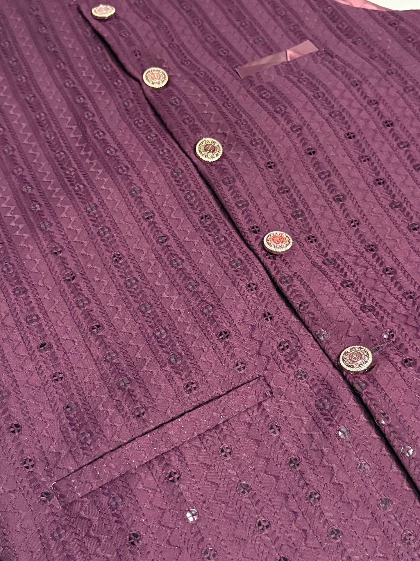 Maroon Embroidered Sequin Modi Jacket